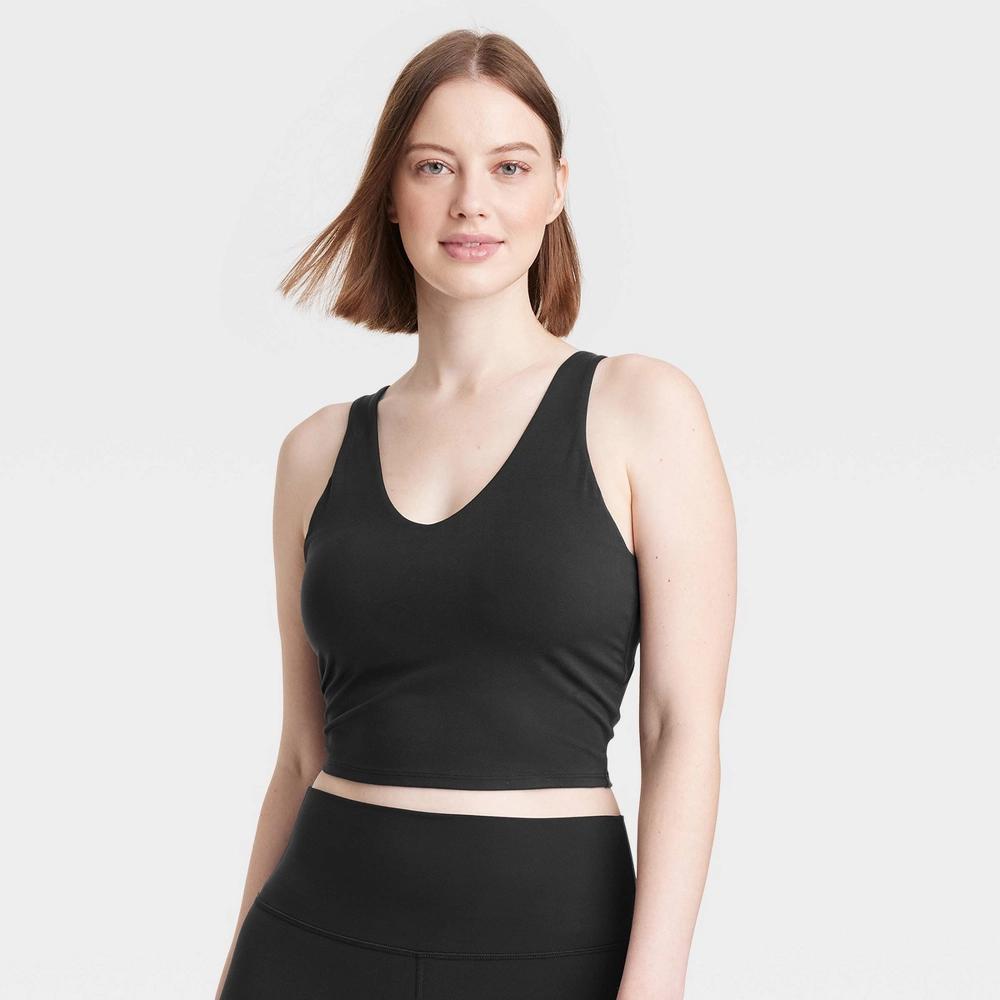 Womens Flex Light Support V-Neck Cropped Sports Bra - All In Motion Black XS Product Image