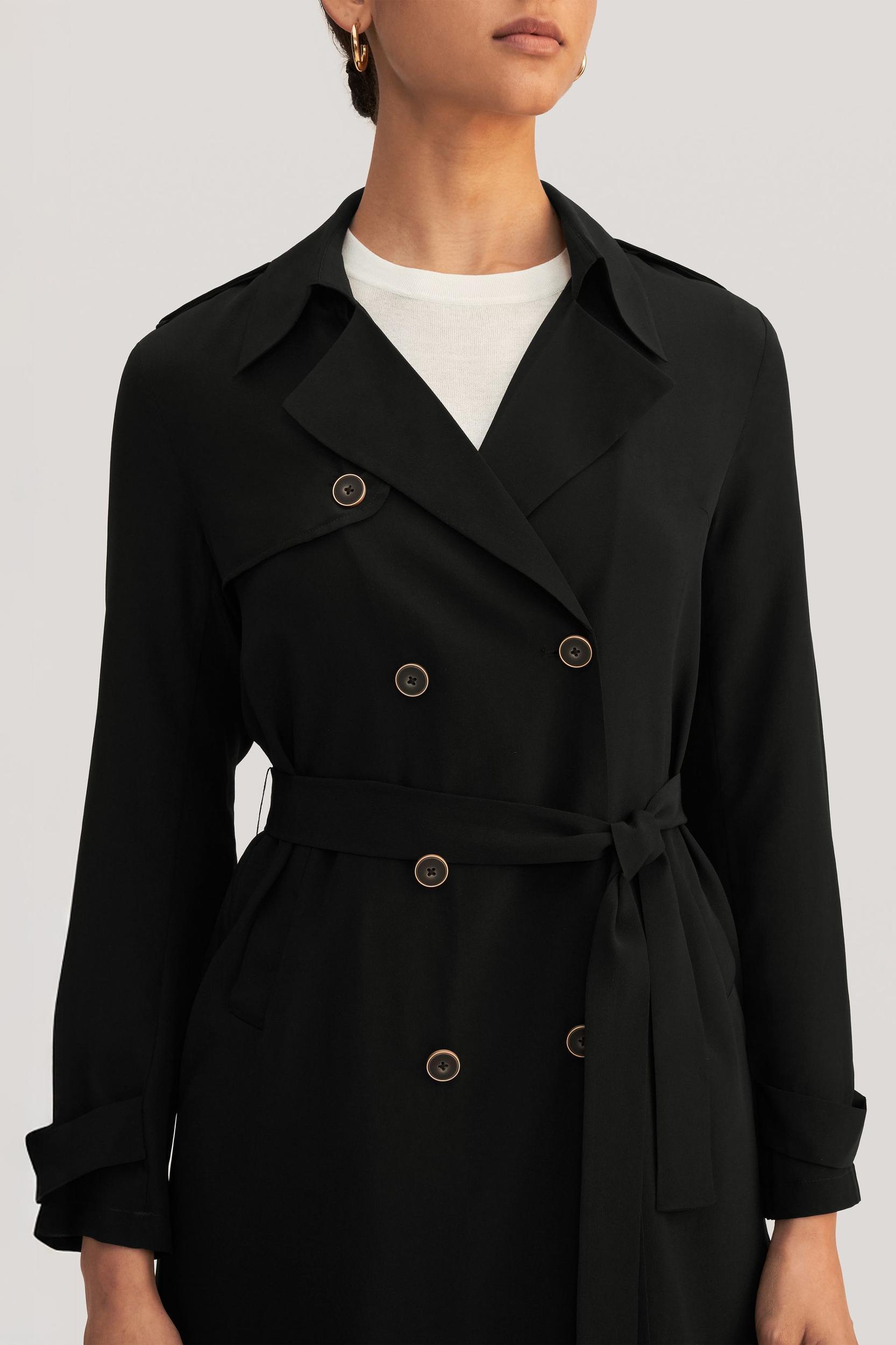 Classic Double-Breasted Silk Trench Coat Product Image