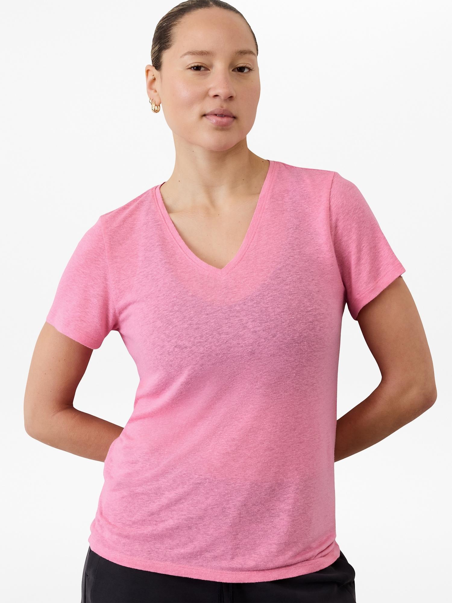 Getaway Linen Blend V-Neck Tee Product Image