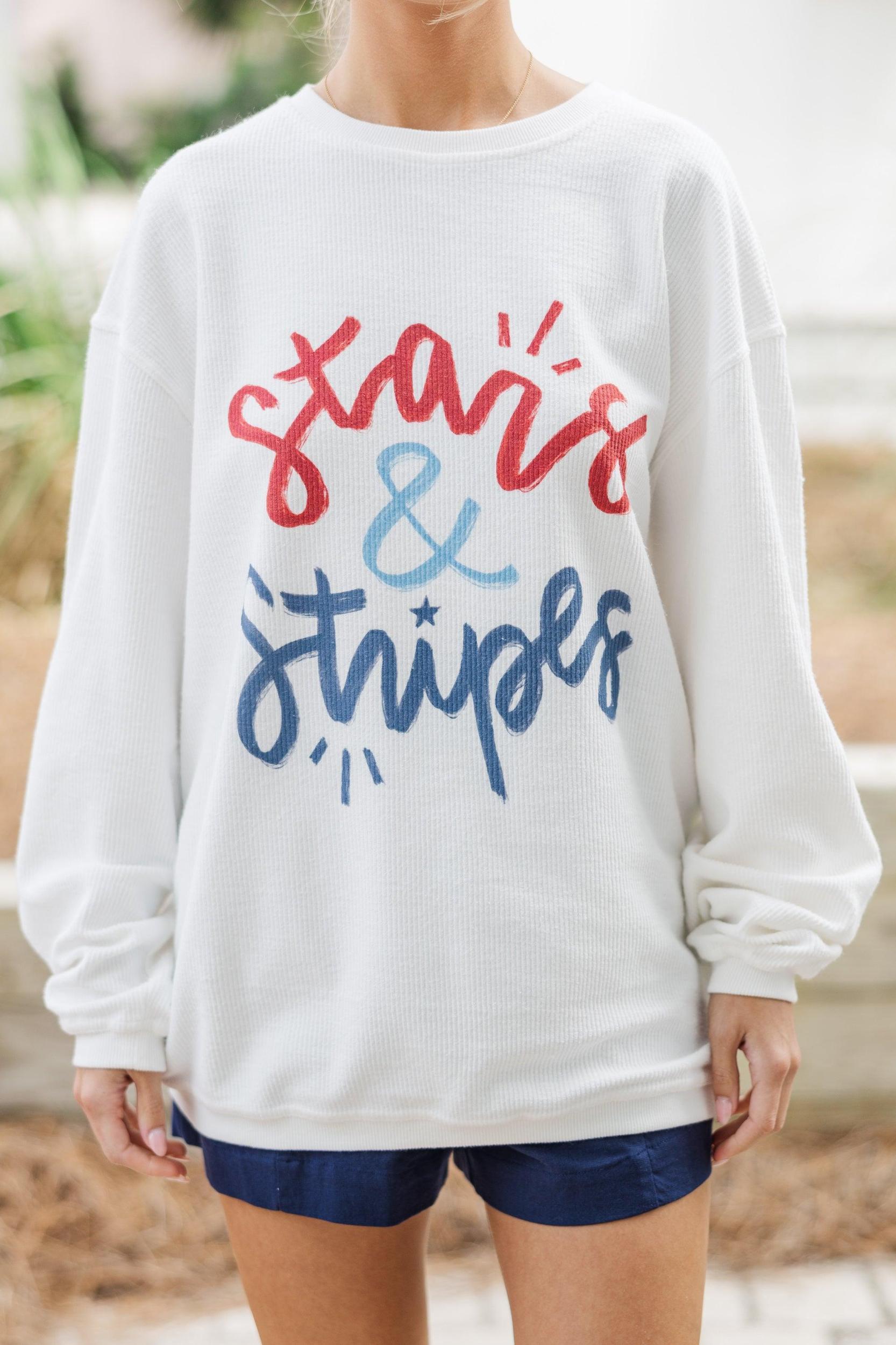 Stars & Stripes White Graphic Corded Sweatshirt Female Product Image