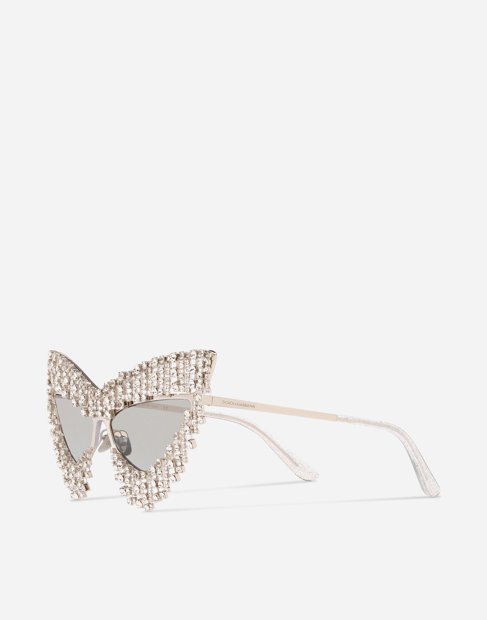 DOLCE & GABBANA Crystals' Rain Sunglasses In Silver Product Image