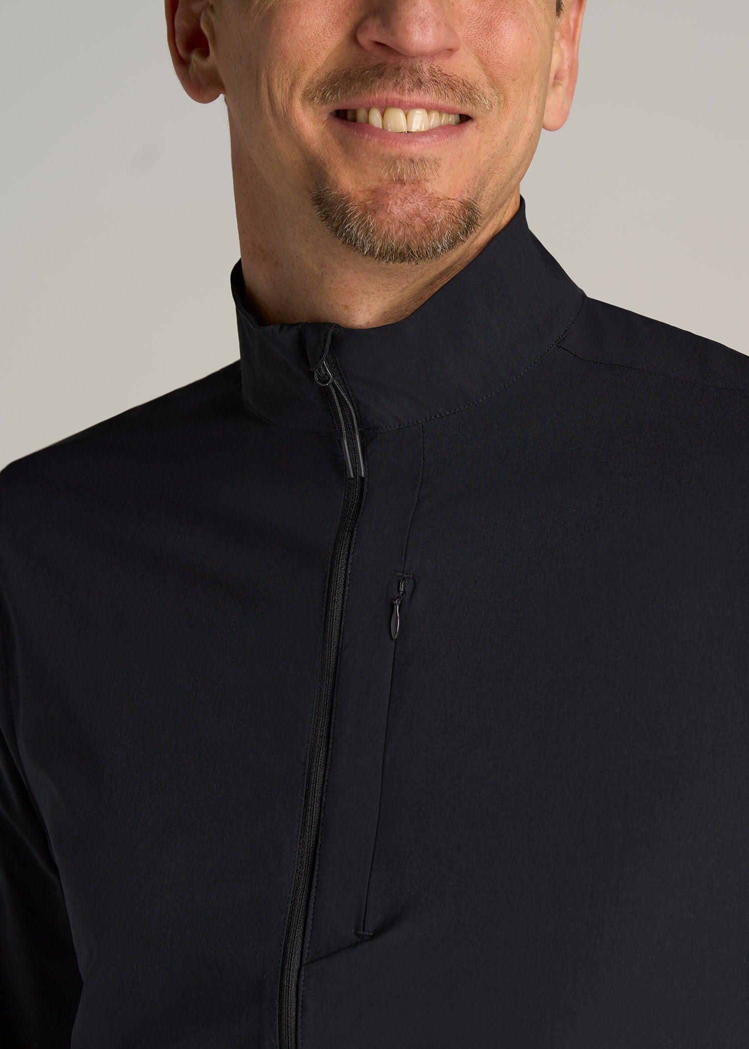 Tall Men's Softshell Jacket for Outdoor Training in Black Male Product Image