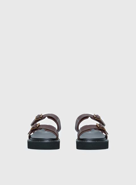Ma Belle Sandals Contrast Stitch Chocolate Product Image