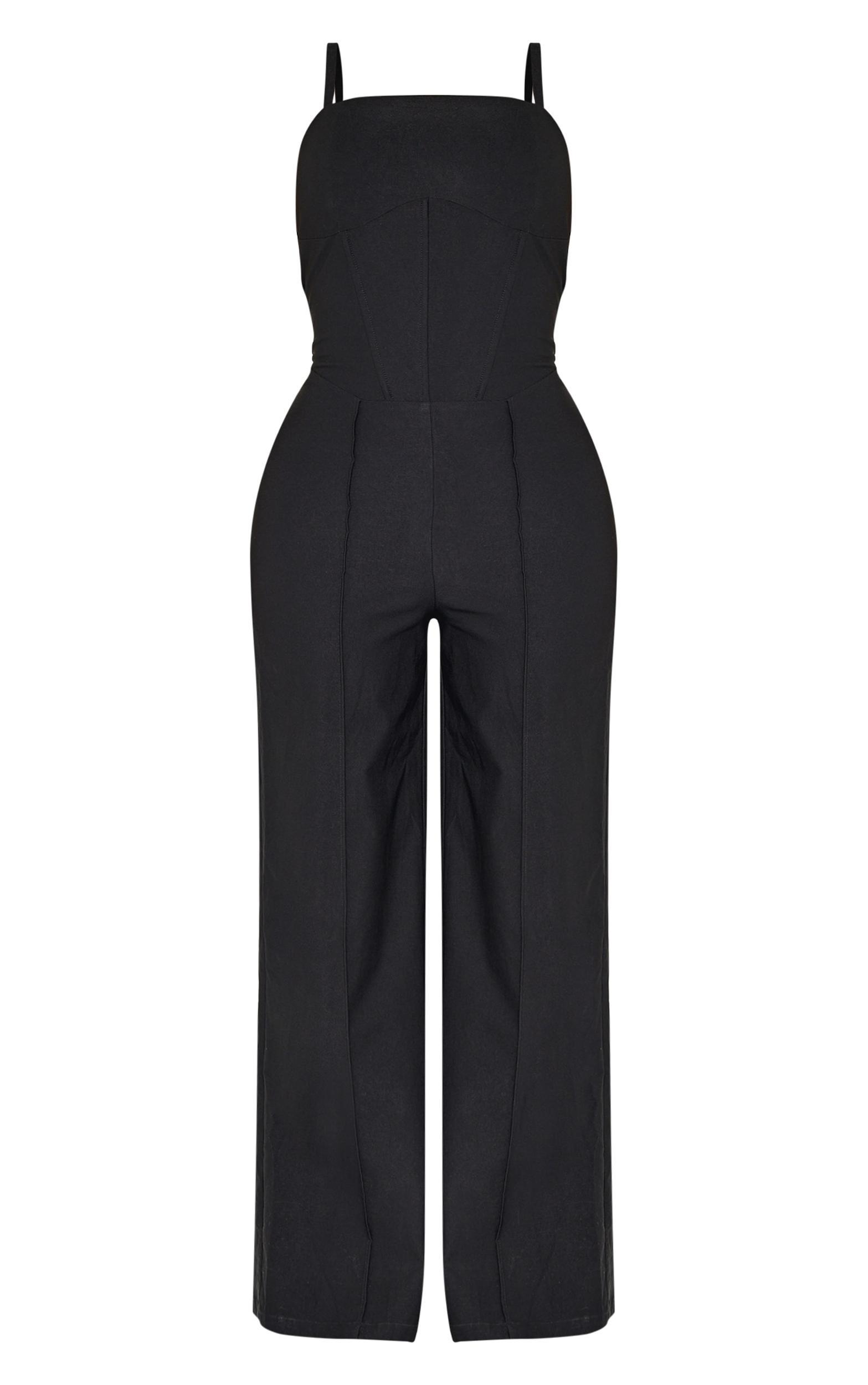 Shape Black Tailored Corset Wide Leg Jumpsuit Product Image