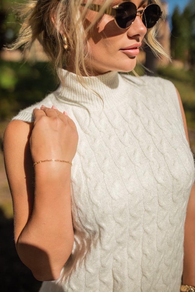 All Your Love Ivory Turtleneck Cable Knit Sweater Dress FINAL SALE Product Image