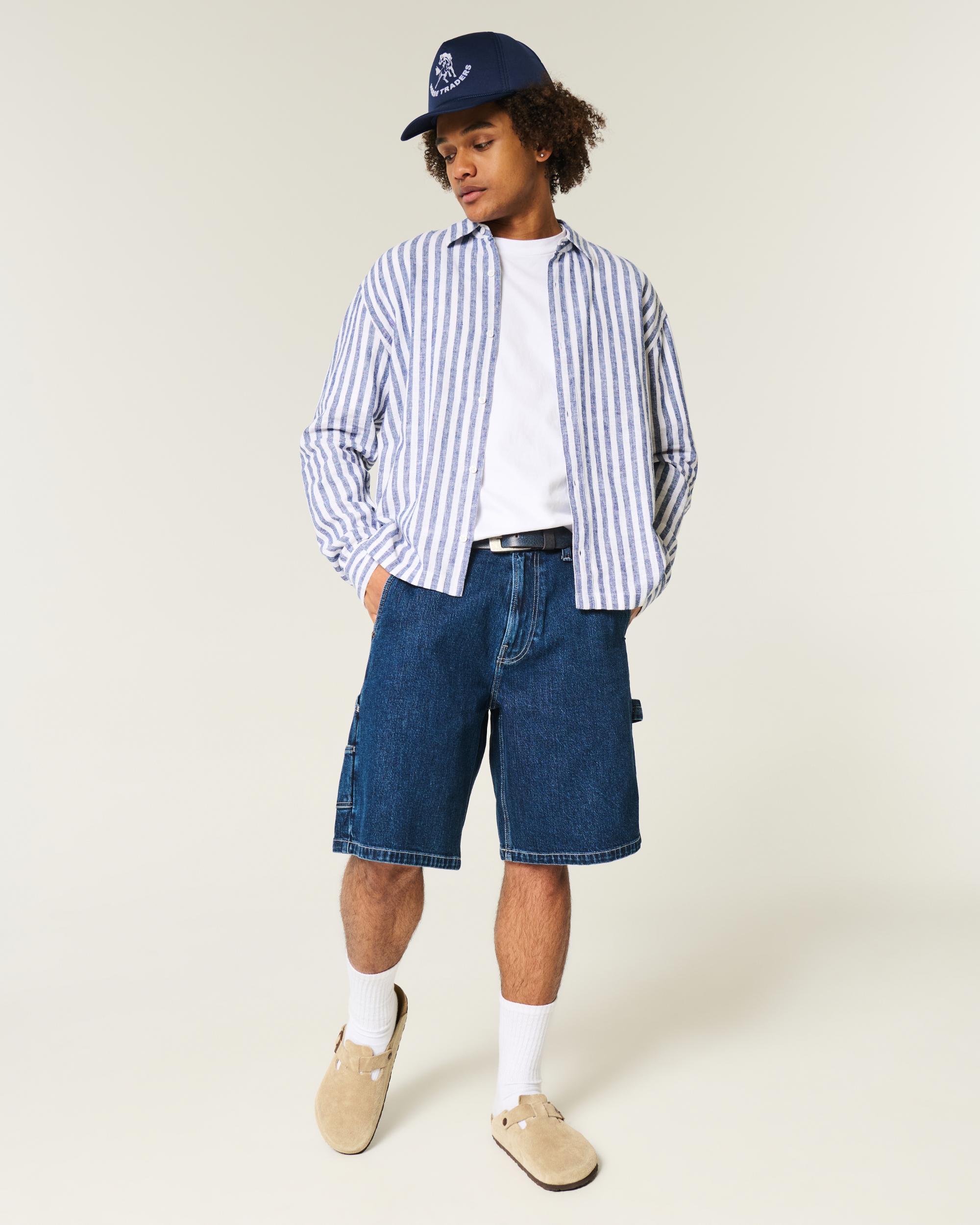 Linen-Blend Button-Through Shirt Product Image