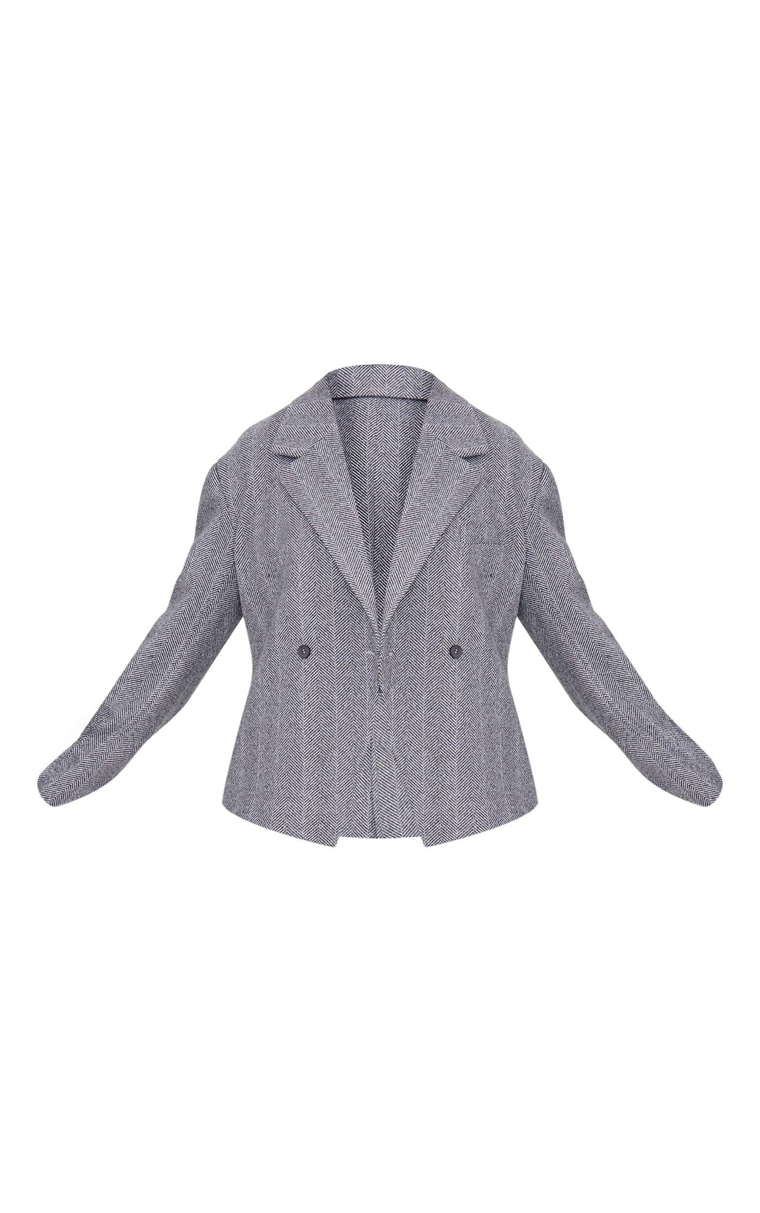 Plus Grey Oversized Check Wool Look Blazer Product Image