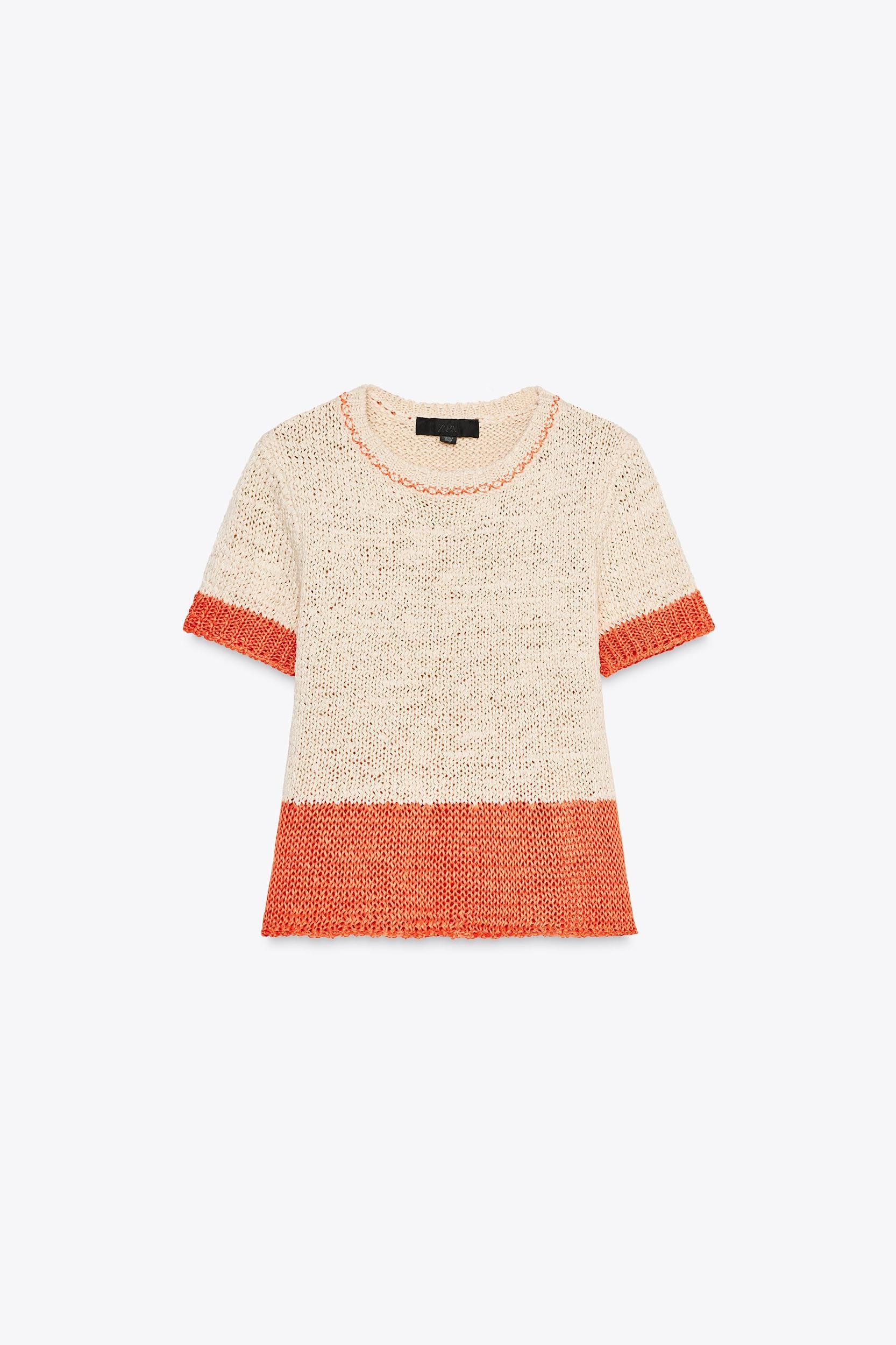 SHORT SLEEVE KNIT TOP Product Image