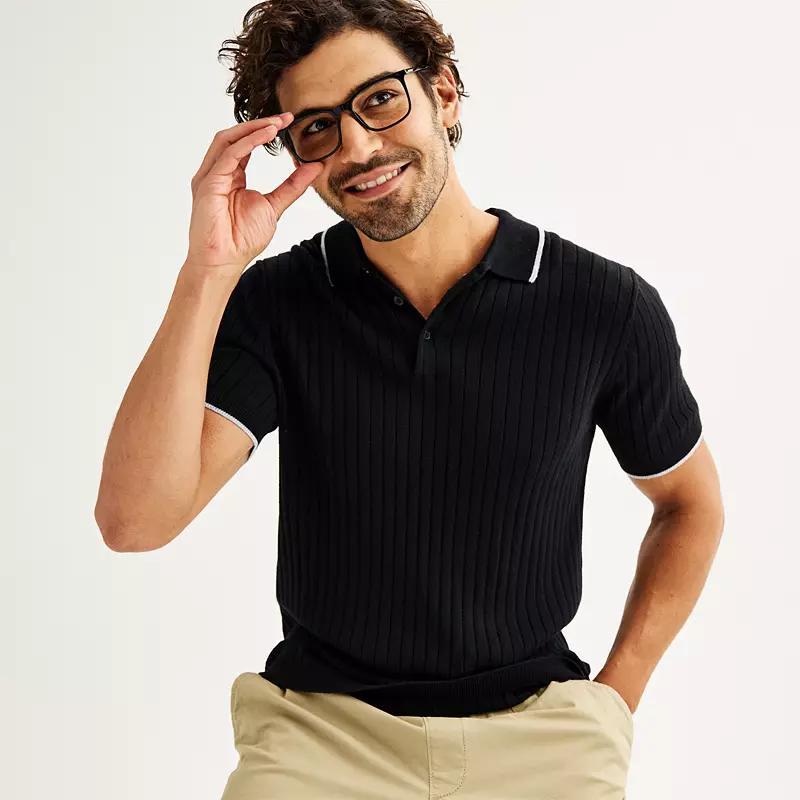 Men's Sonoma Goods For Life® Tipped Sweater Polo, Size: Large, Ivory Silk Product Image