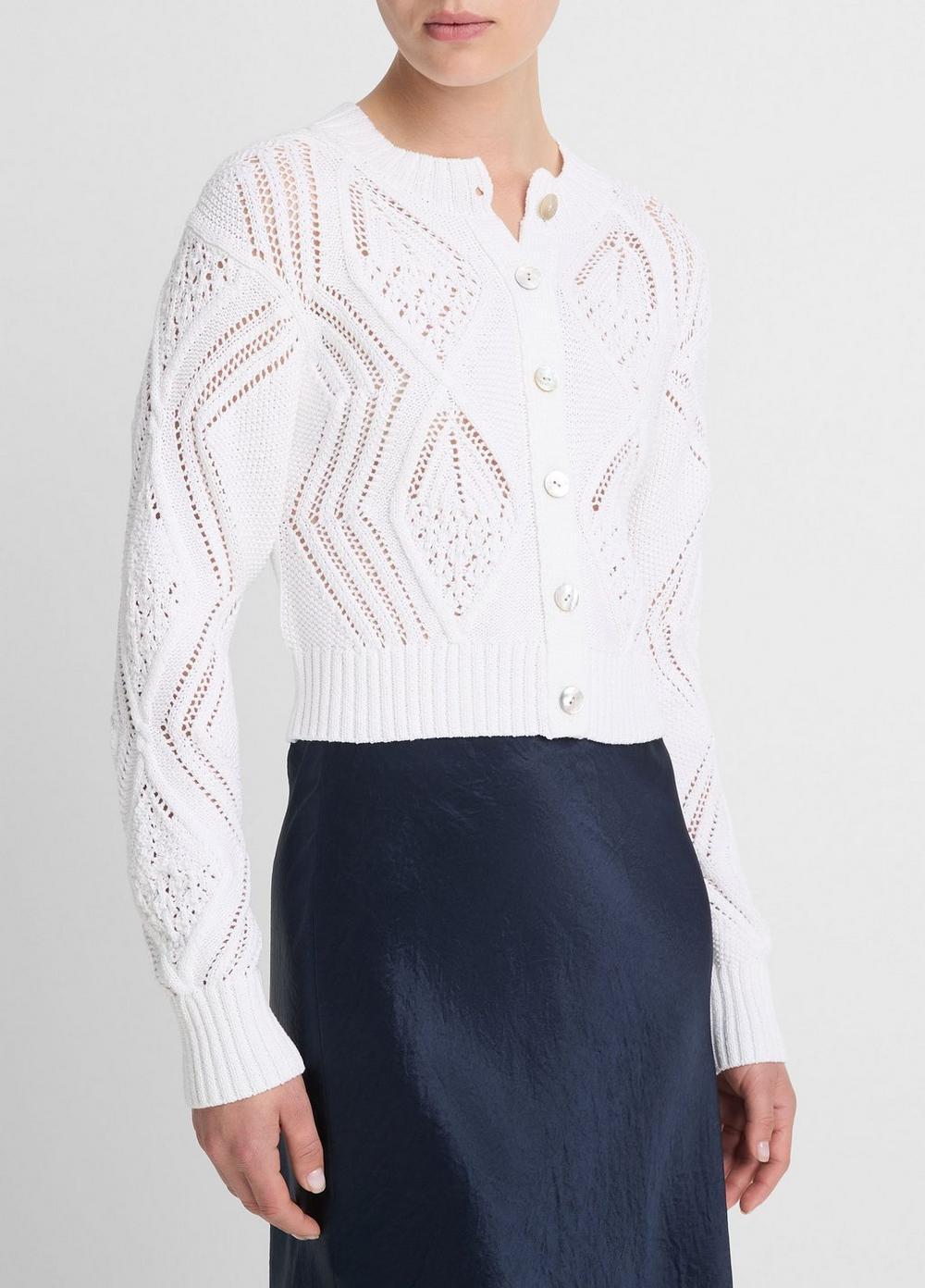 Italian Cotton Diamond Cable Cardigan Product Image