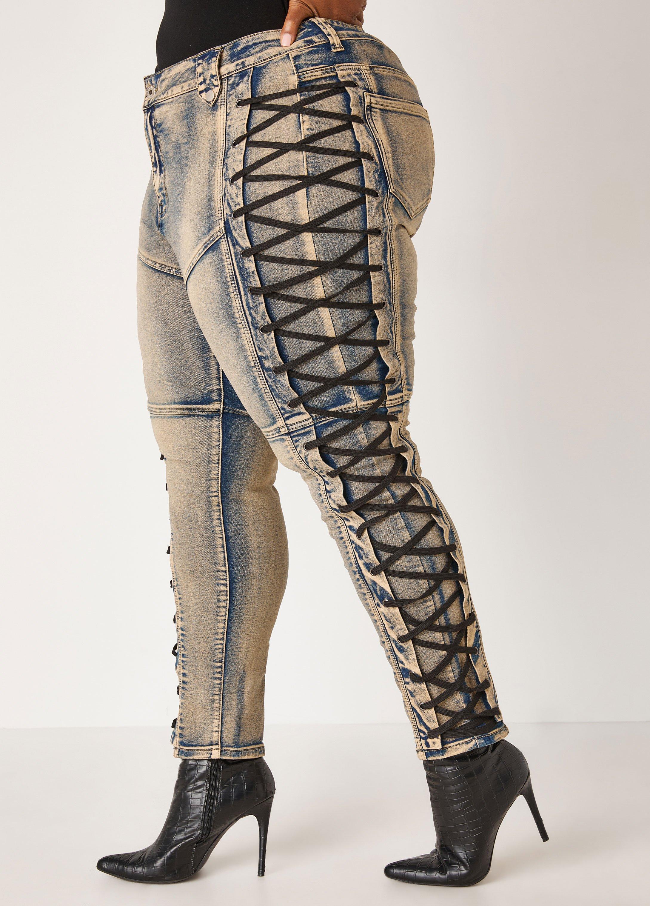 Lace Up Skinny Jeans Product Image