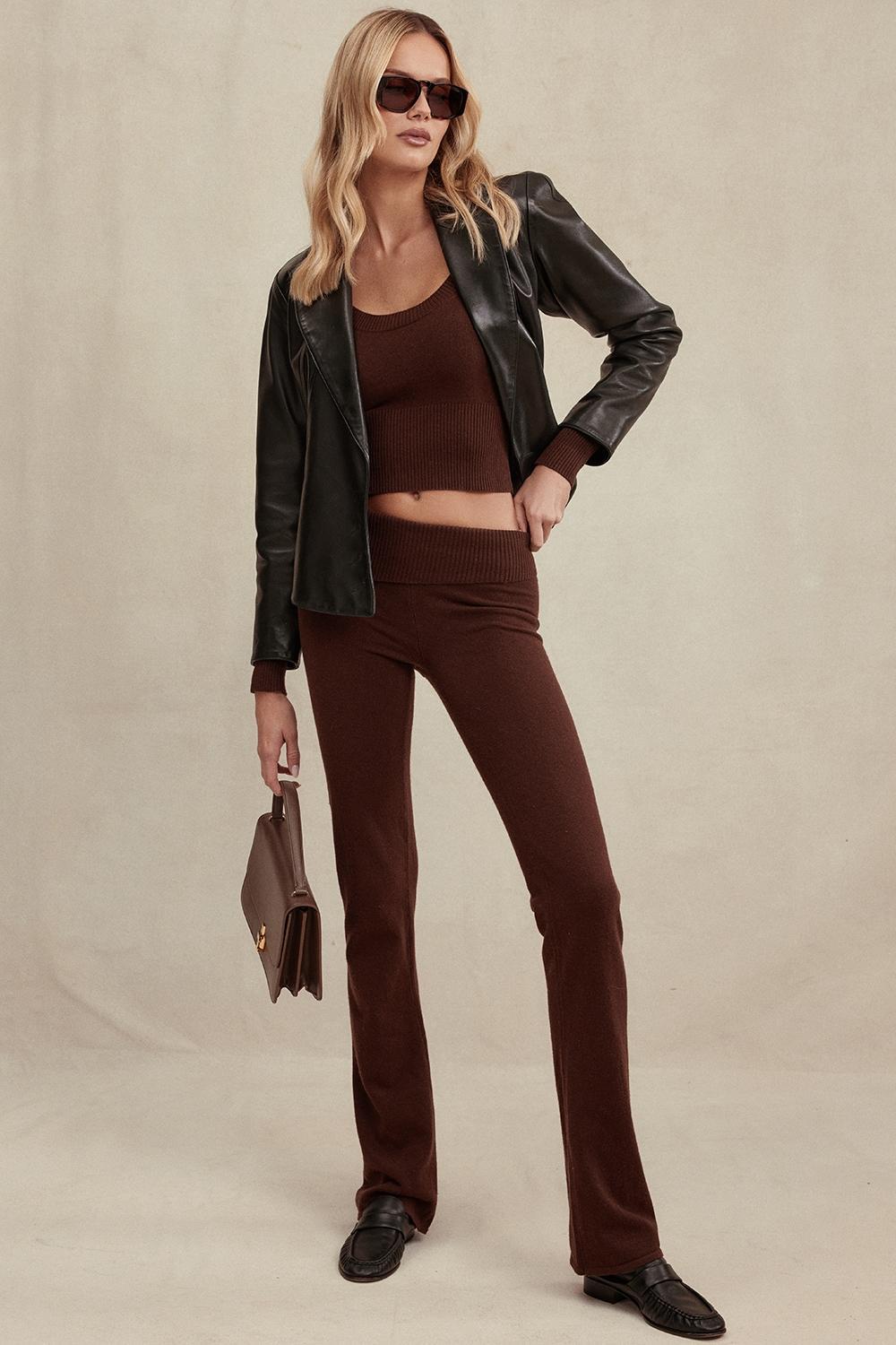 Ama  chocolate cashmere blend trousers - sale Product Image