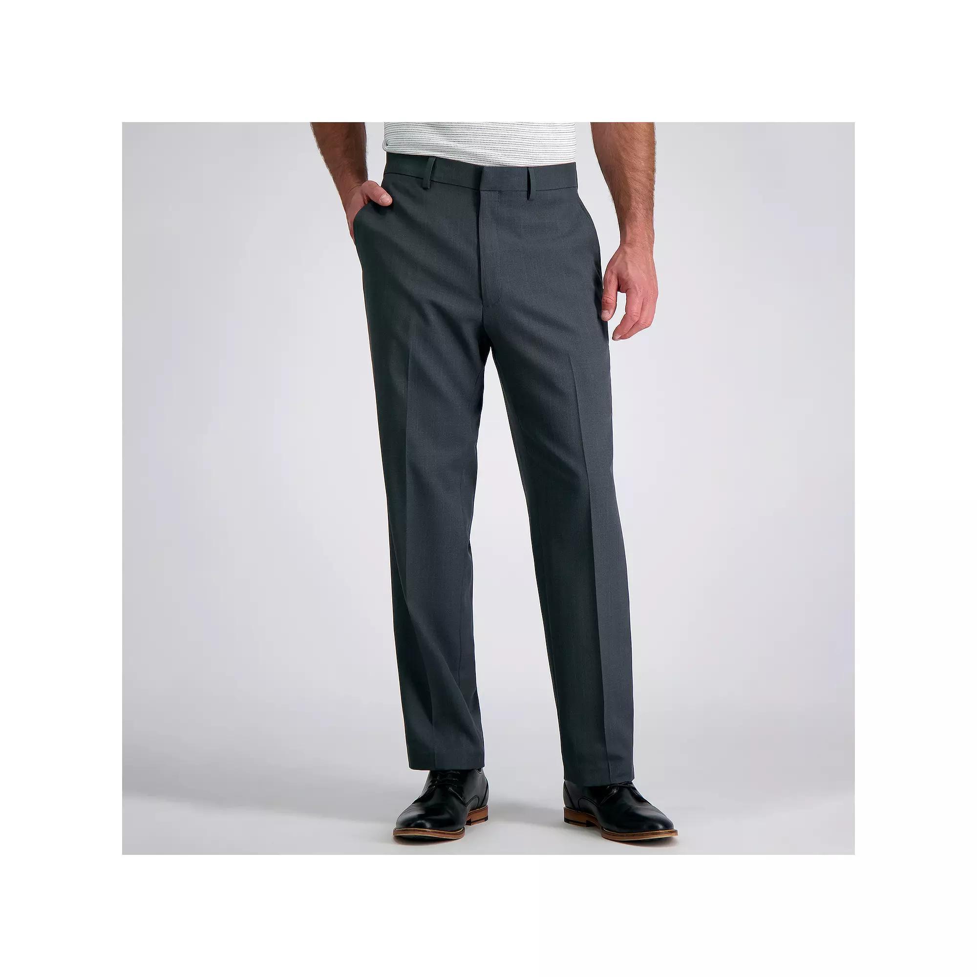 Men's Haggar® Travel Performance Tailored-Fit Stretch Flat-Front Suit Pants, Size: 38 X 32, Dark Gray Grey Product Image