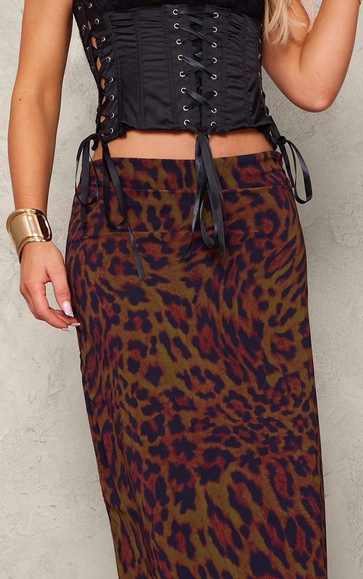 Leopard Printed Chiffon Maxi Skirt Product Image