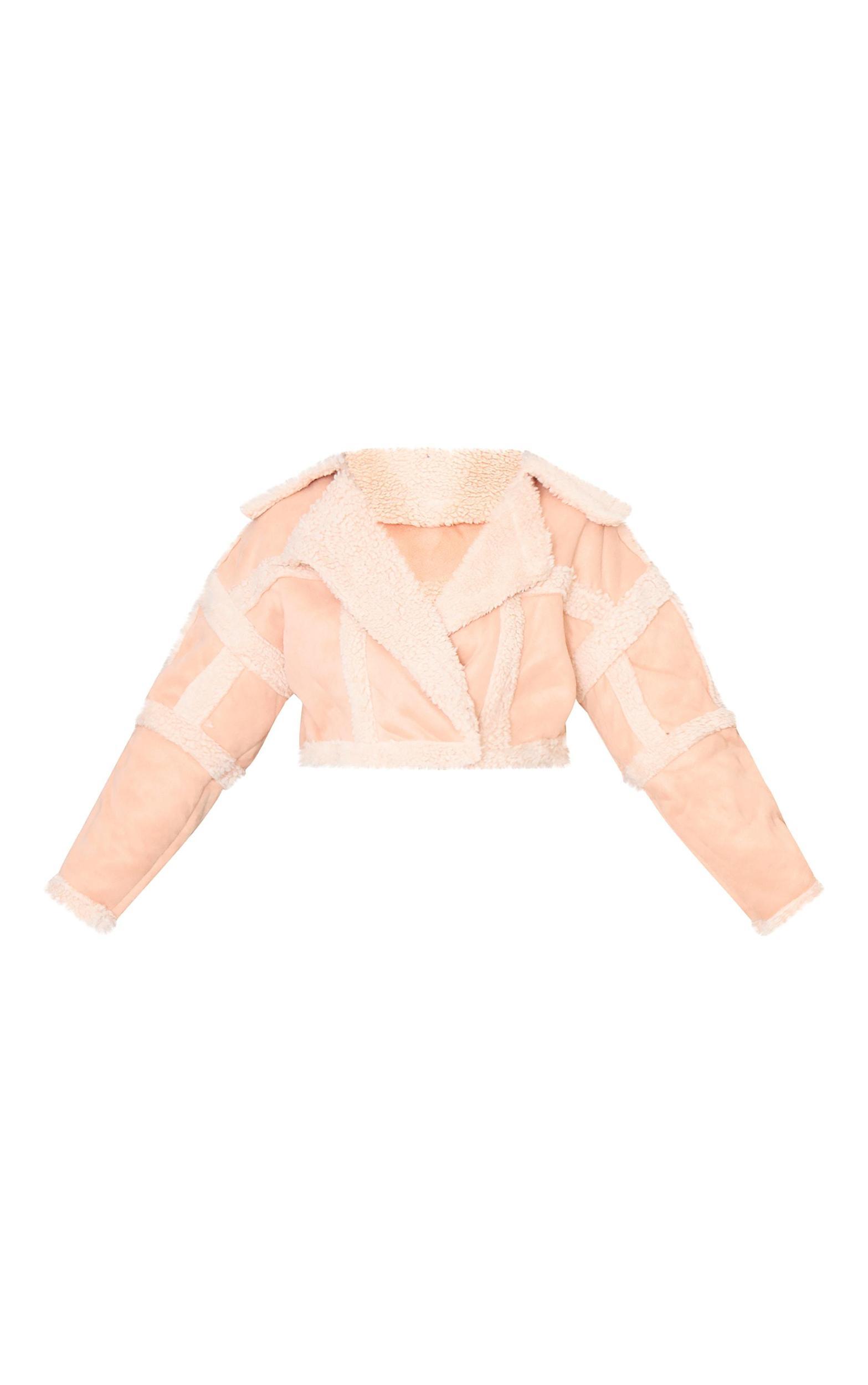 Plus Cream Shearling Trim Crop Aviator Product Image