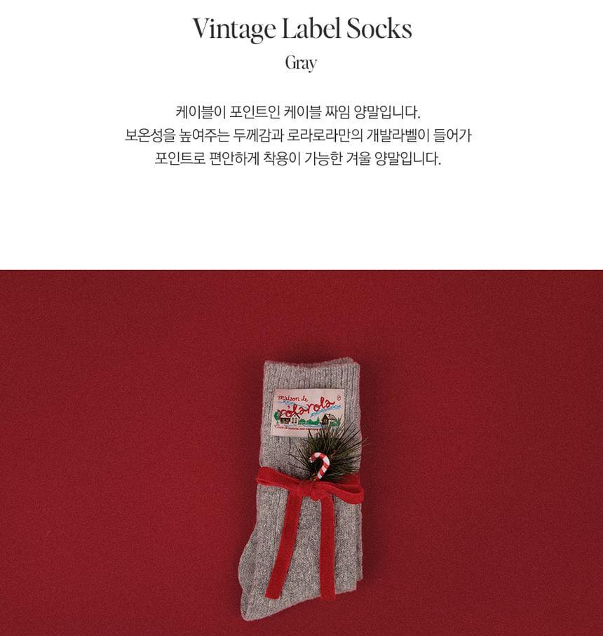 Label Woolen Crew Socks (Gray) Product Image