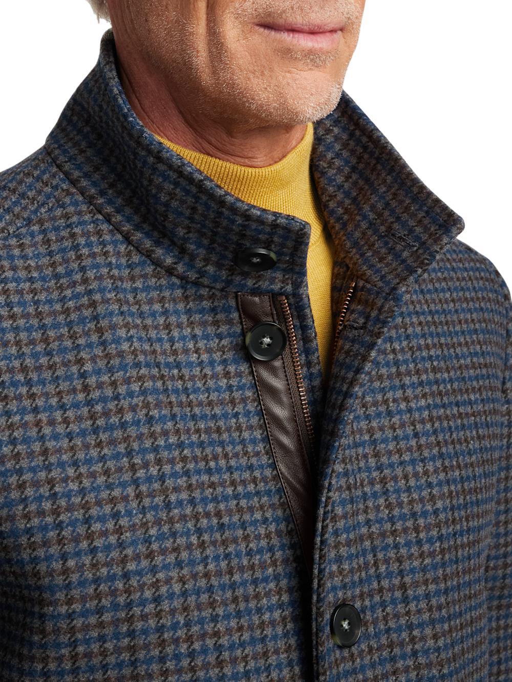 Wool Blend Check Carcoat - Multi Product Image
