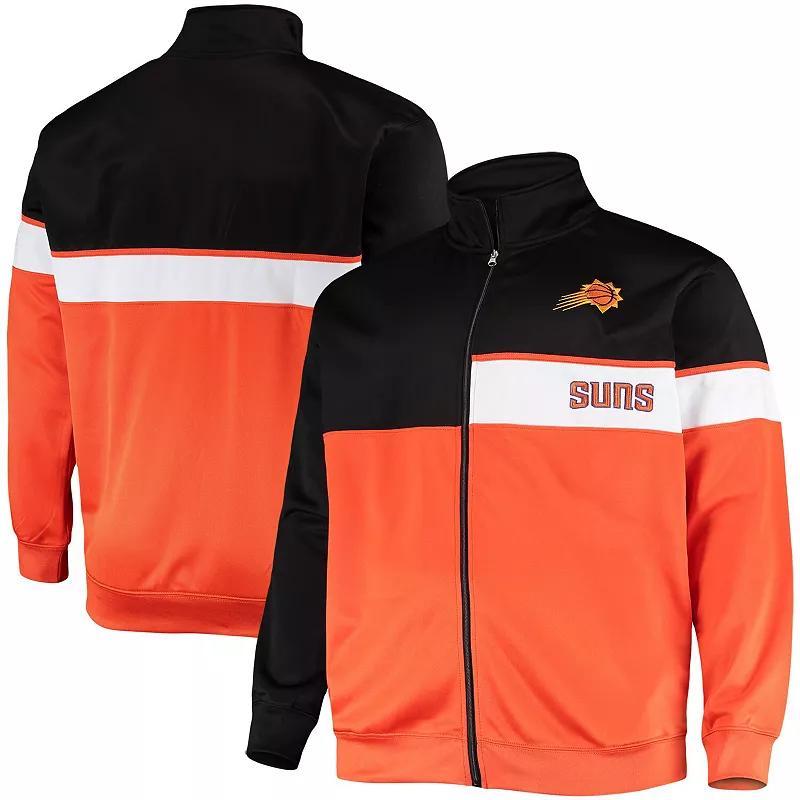 Mens Black/Orange Phoenix Suns Big & Tall Pieced Body Full-Zip Track Jacket Product Image