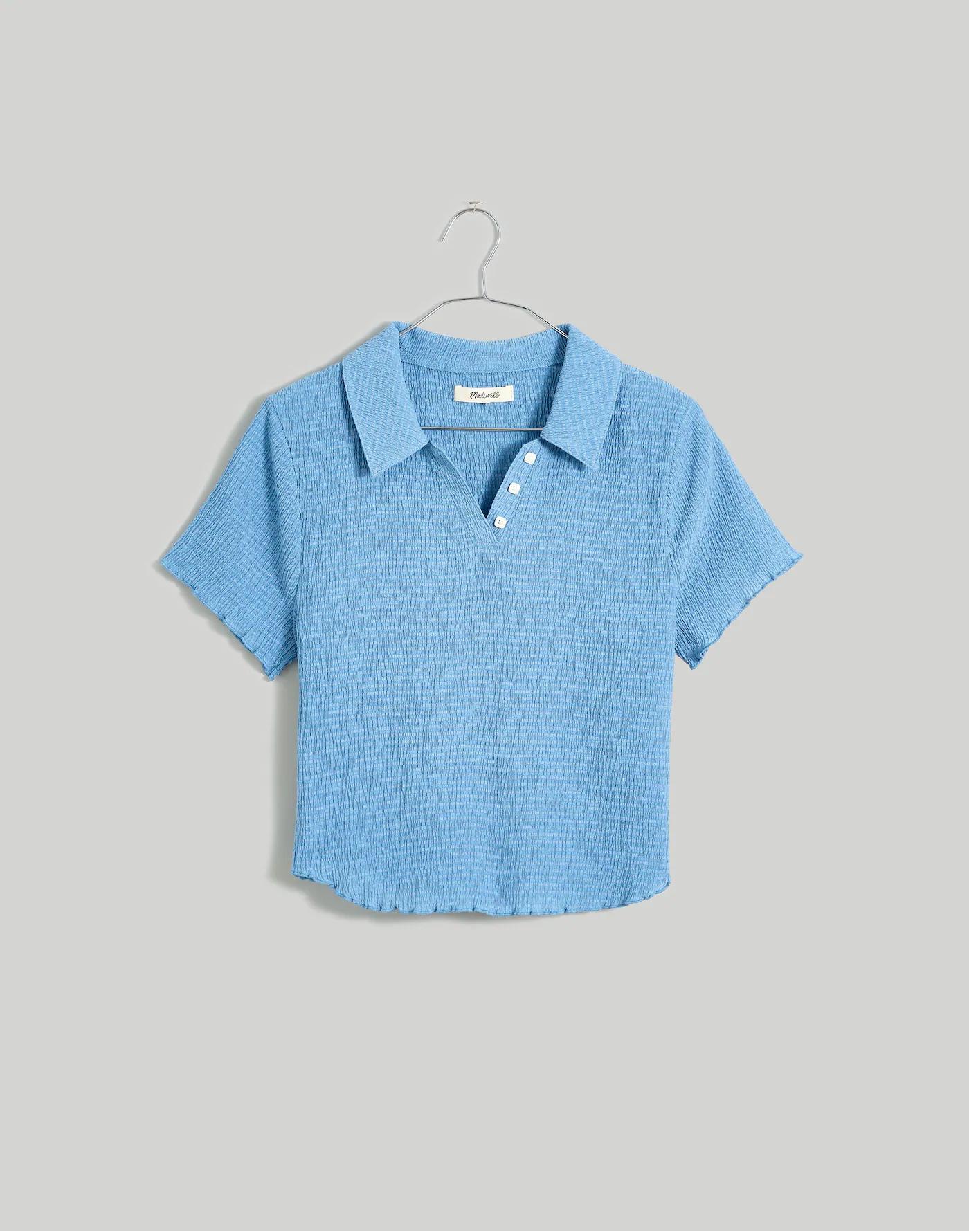 Crinkle Polo Crop Tee Product Image
