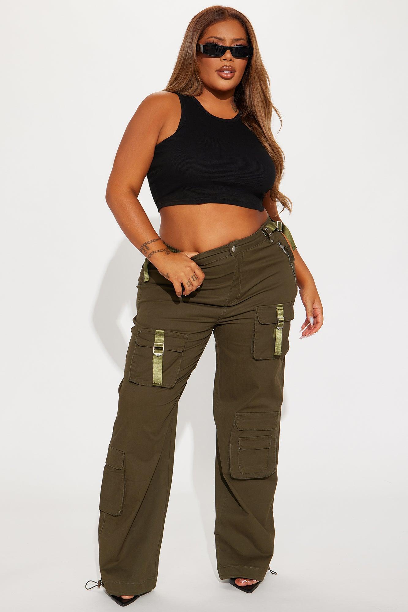 I'm In Town Wide Leg Cargo Jogger - Olive Product Image