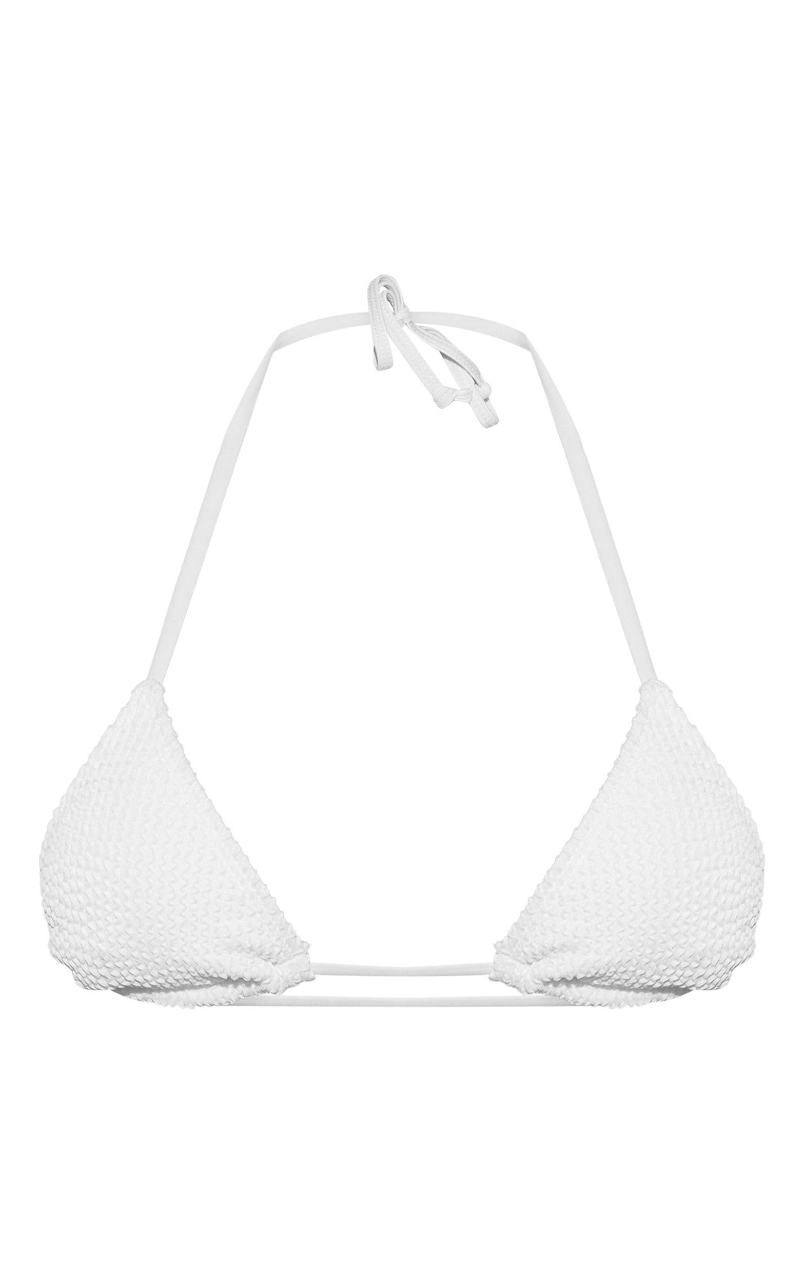 White Mix & Match Crinkle Triangle Bikini Top Product Image