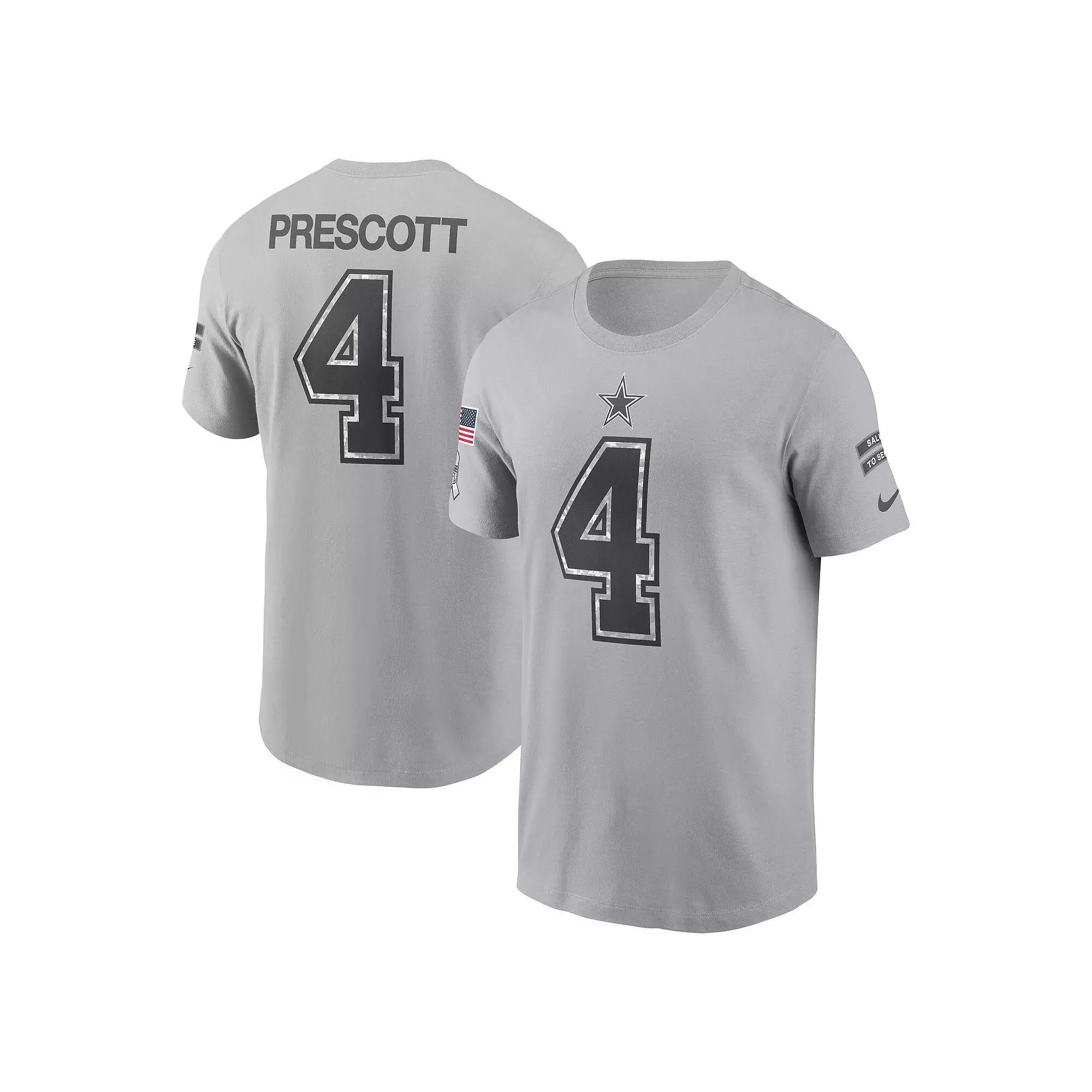 Men's Nike Dak Prescott Gray Dallas Cowboys 2024 Salute To Service Name & Number T-Shirt, Size: XL, Grey Product Image