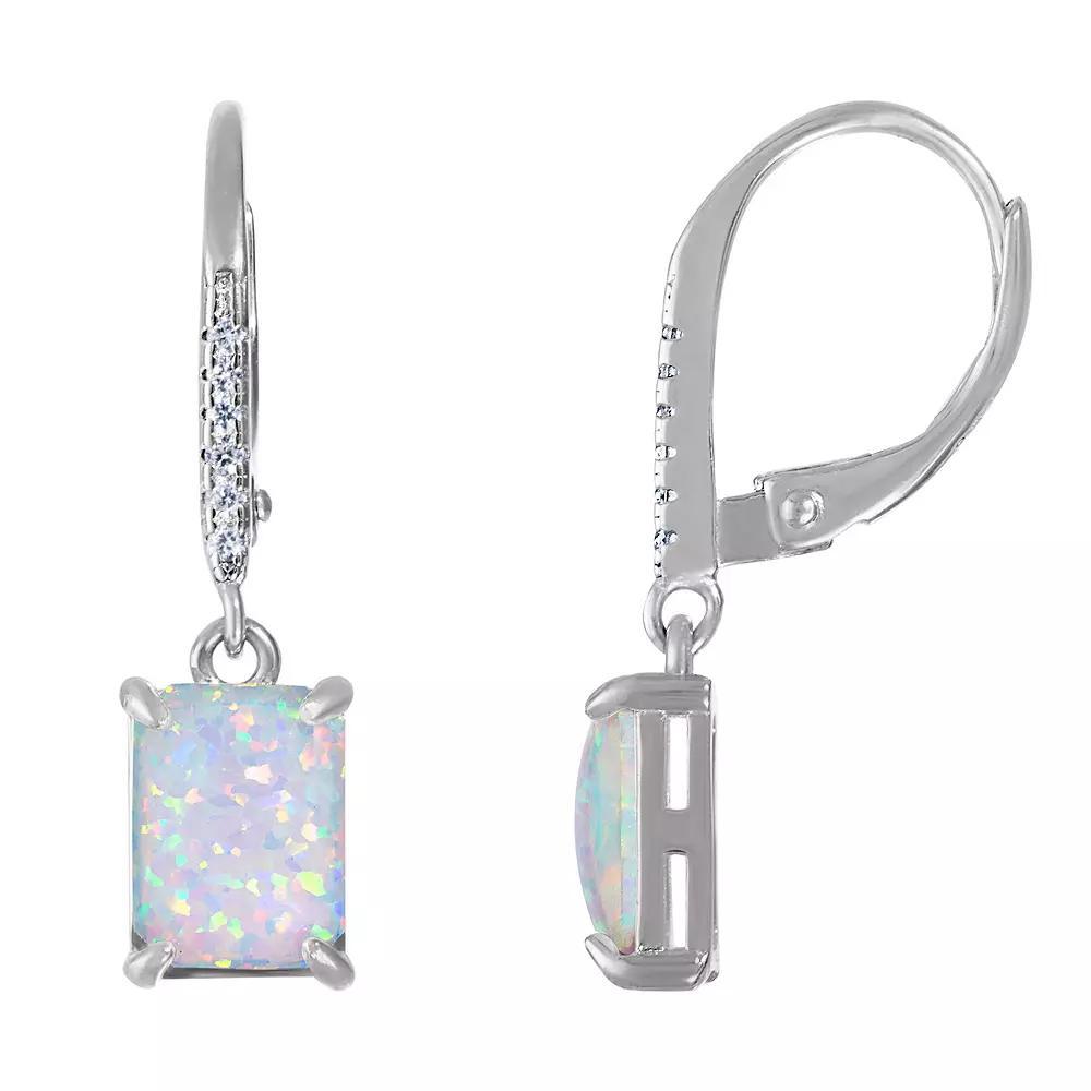 Sterling Silver Lab-Created Opal Drop Earrings, Women's Product Image