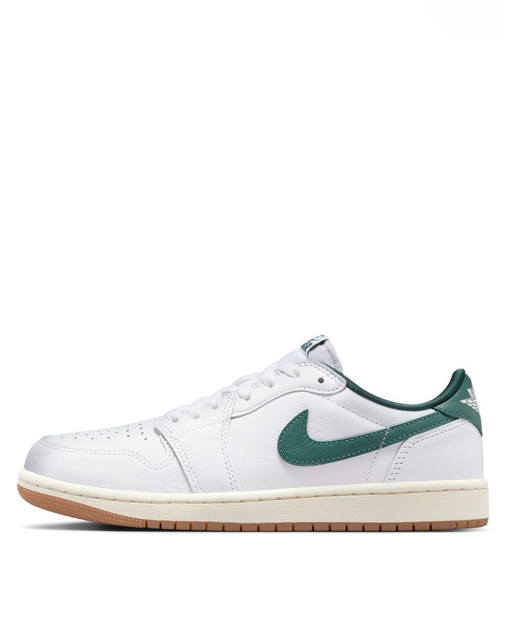 Nike Air Jordan 1 low sneakers in white and green  Product Image