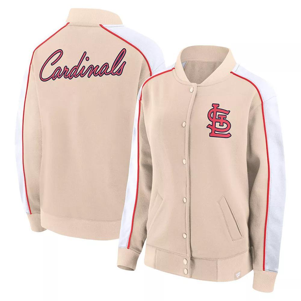Women's Fanatics Branded Tan St. Louis Cardinals Luxe Lounge Full-Snap Jacket, Size: Small, Team Product Image