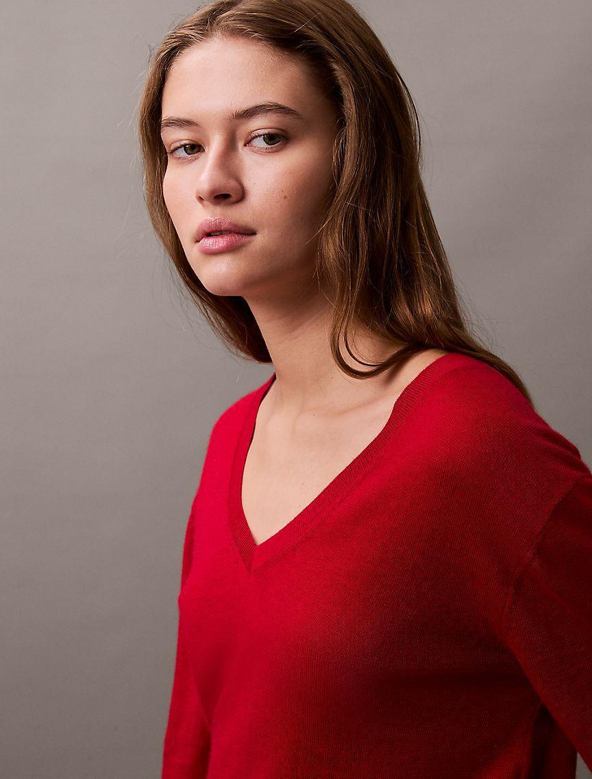 Extra Fine Merino Blend V-Neck Sweater Product Image