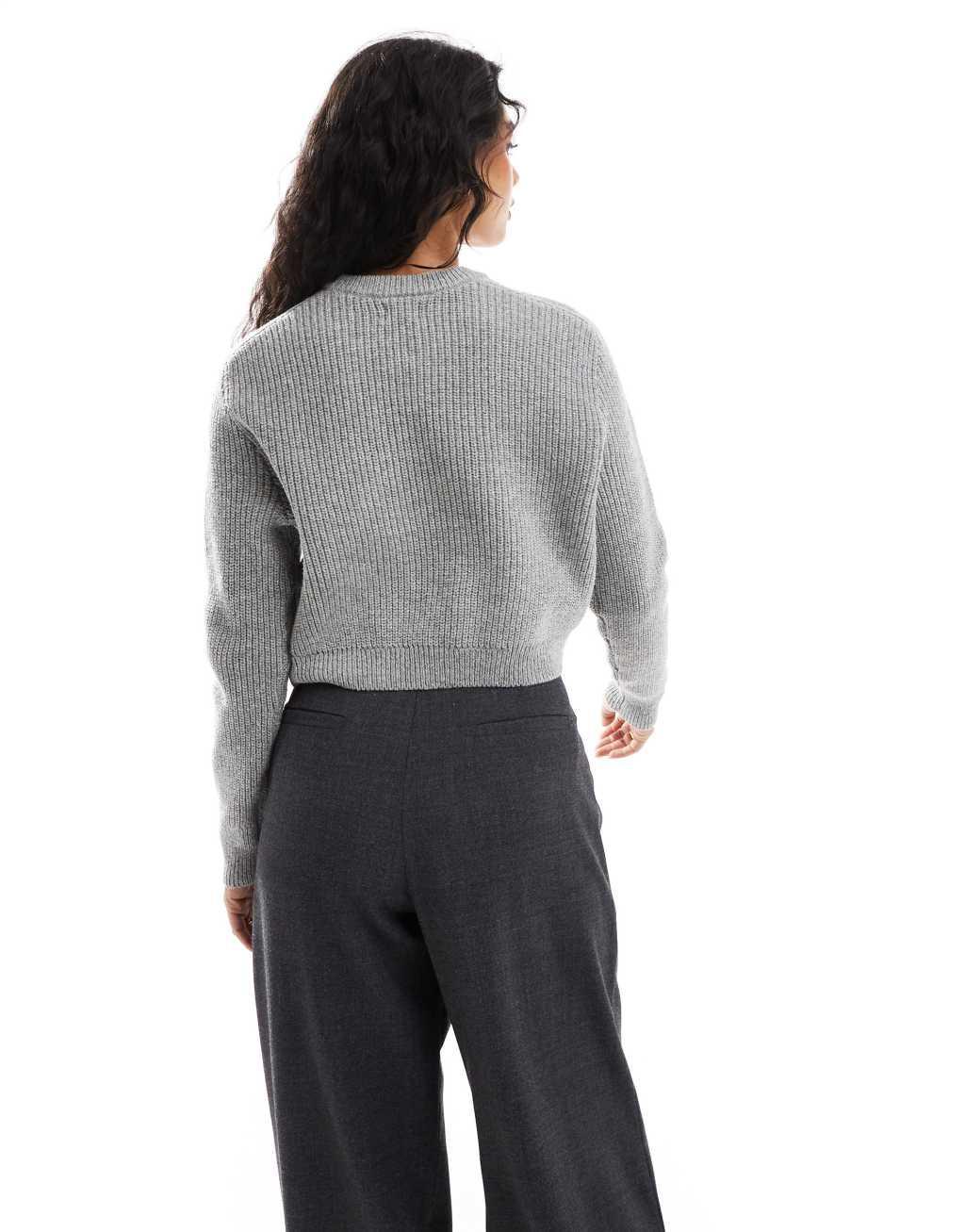 Cotton On crew neck sweater in gray heather Product Image