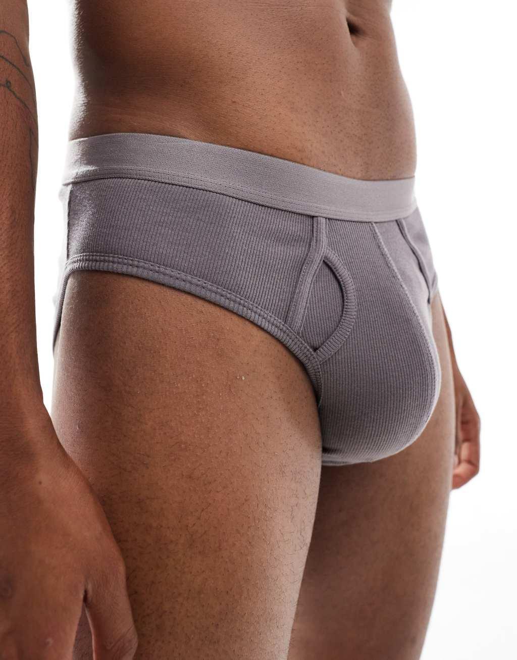 ASOS DESIGN capsule collection rib brief in charcoal Product Image