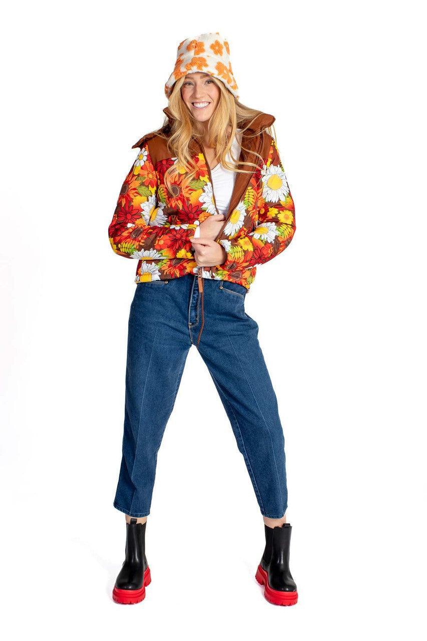 Retro Floral Puffer Jacket Product Image