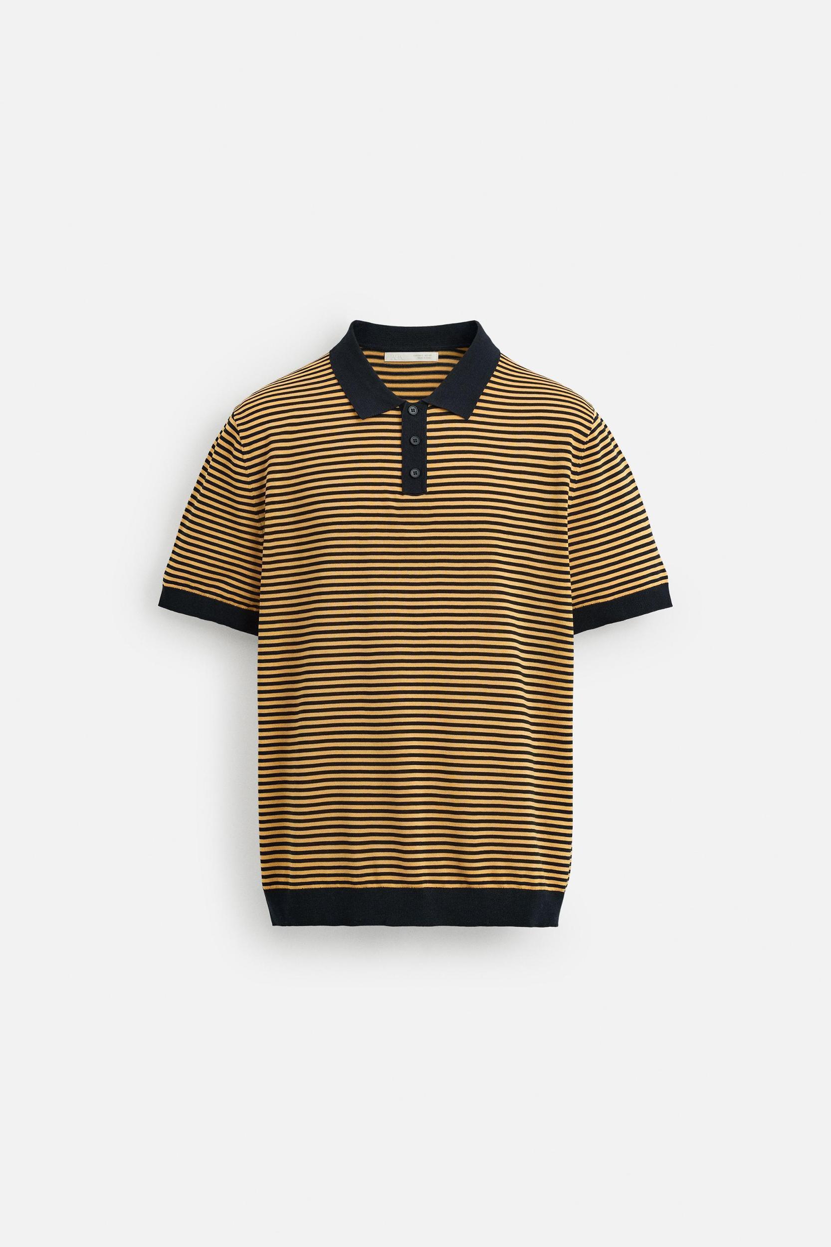 STRIPED KNIT POLO SHIRT Product Image
