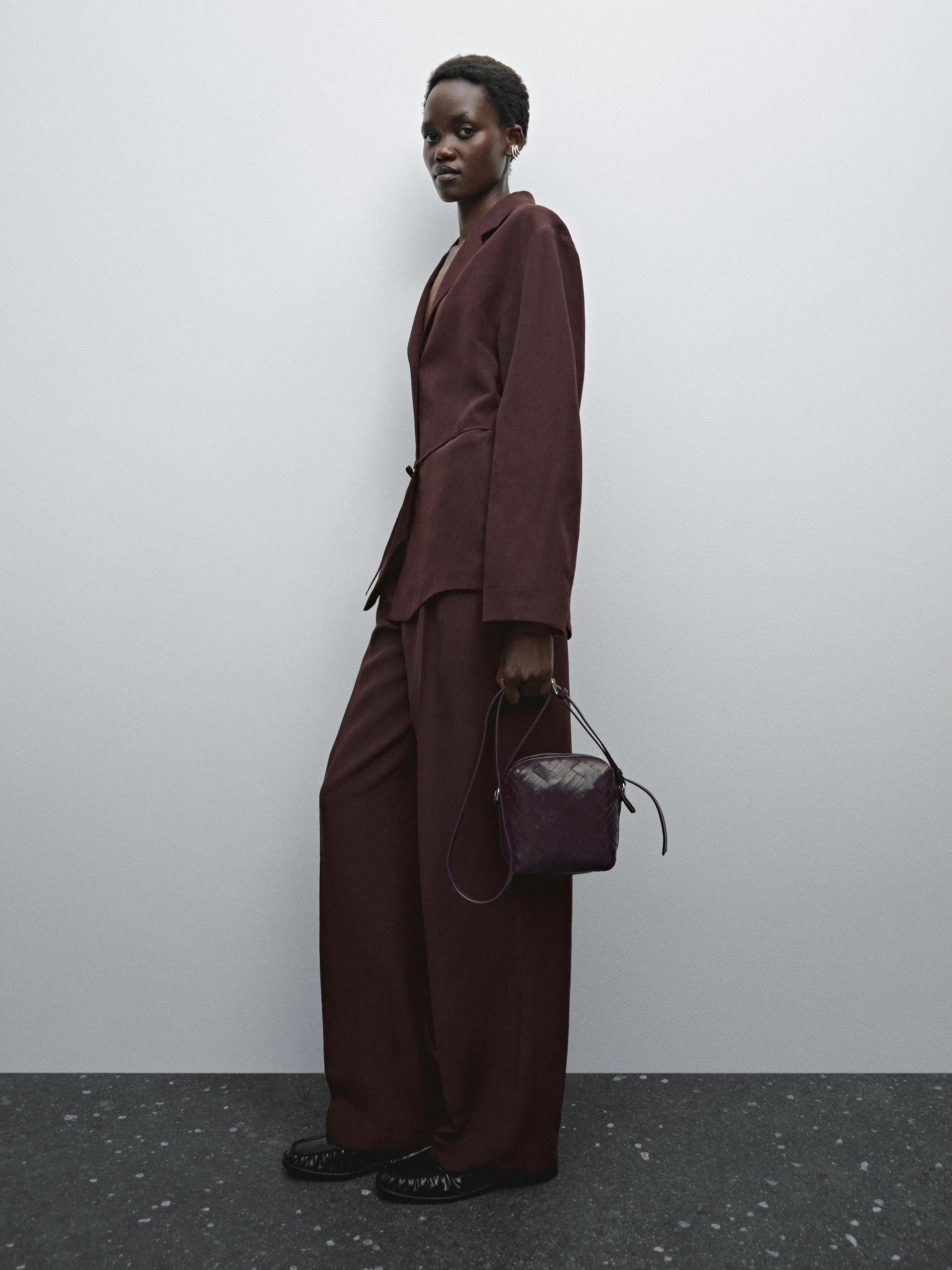 Semi-textured blazer with belt Product Image