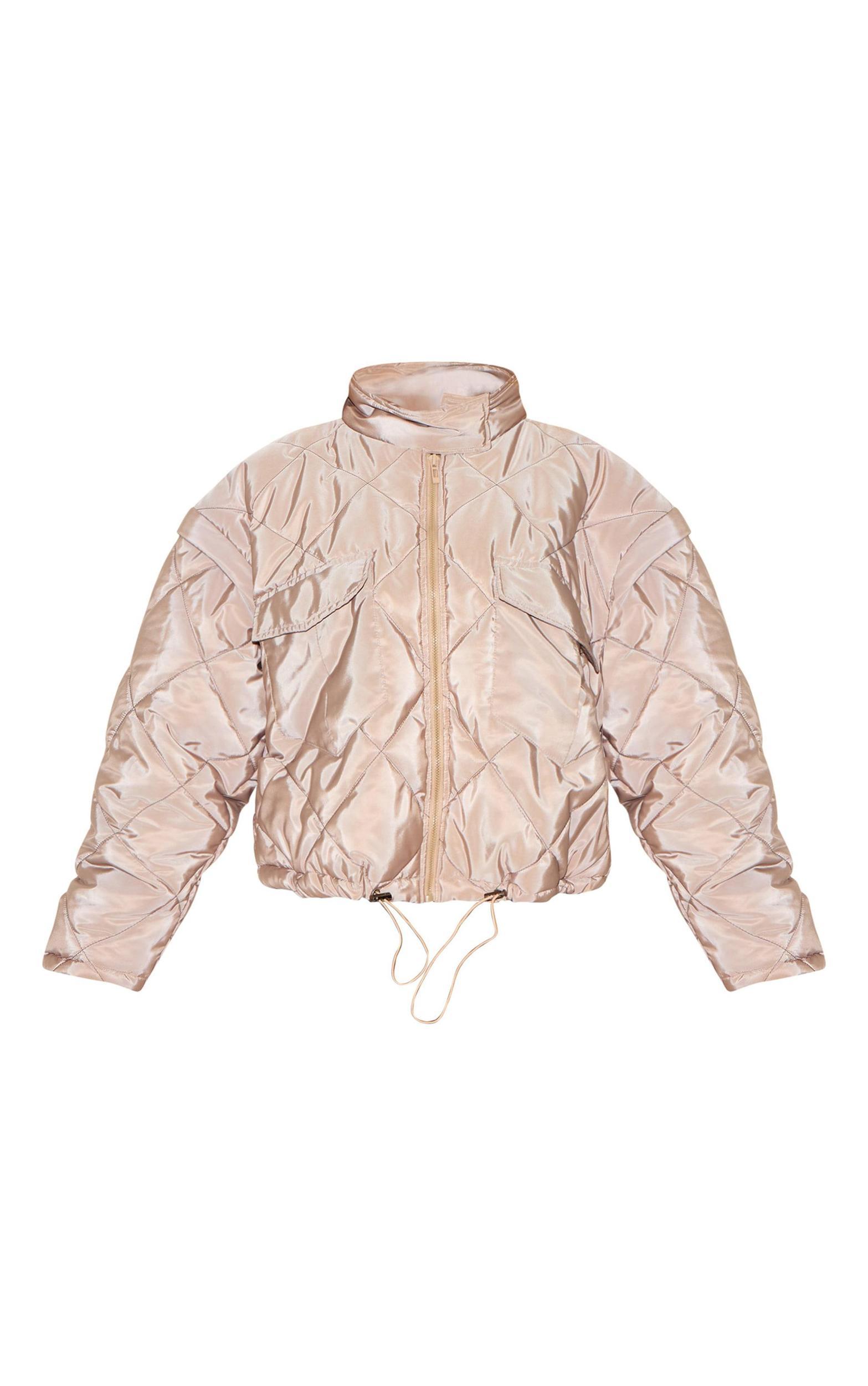 Taupe Cropped Quilted Jacket Product Image