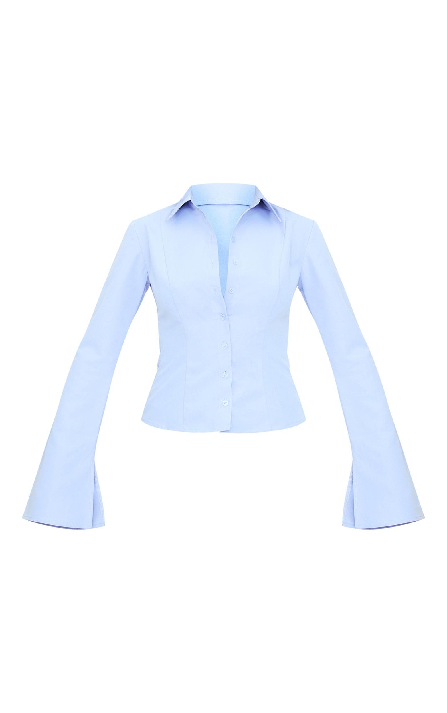 Light Blue Cotton Fitted Shirt Product Image