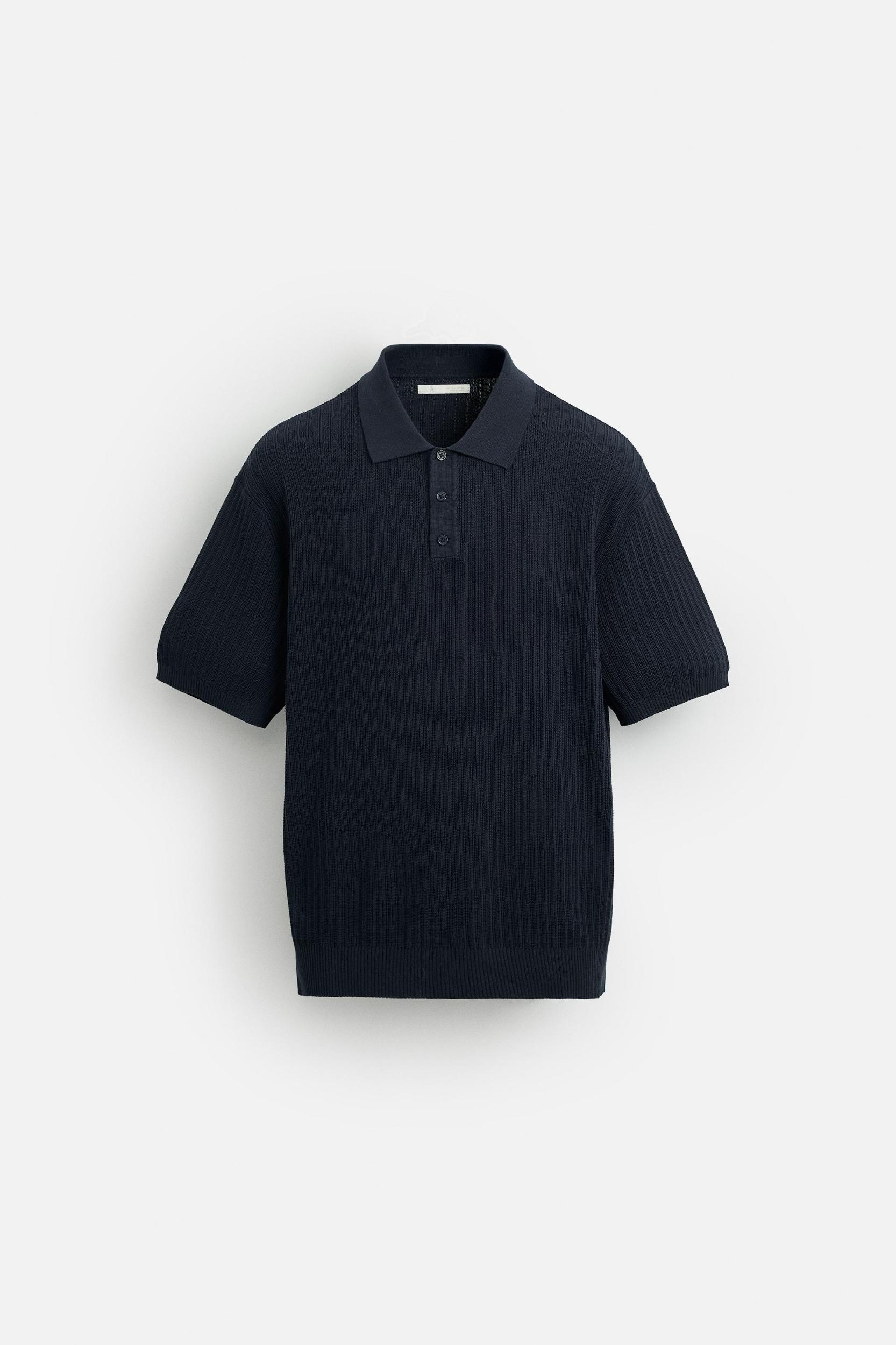 VERTICAL TEXTURED KNIT POLO SHIRT Product Image