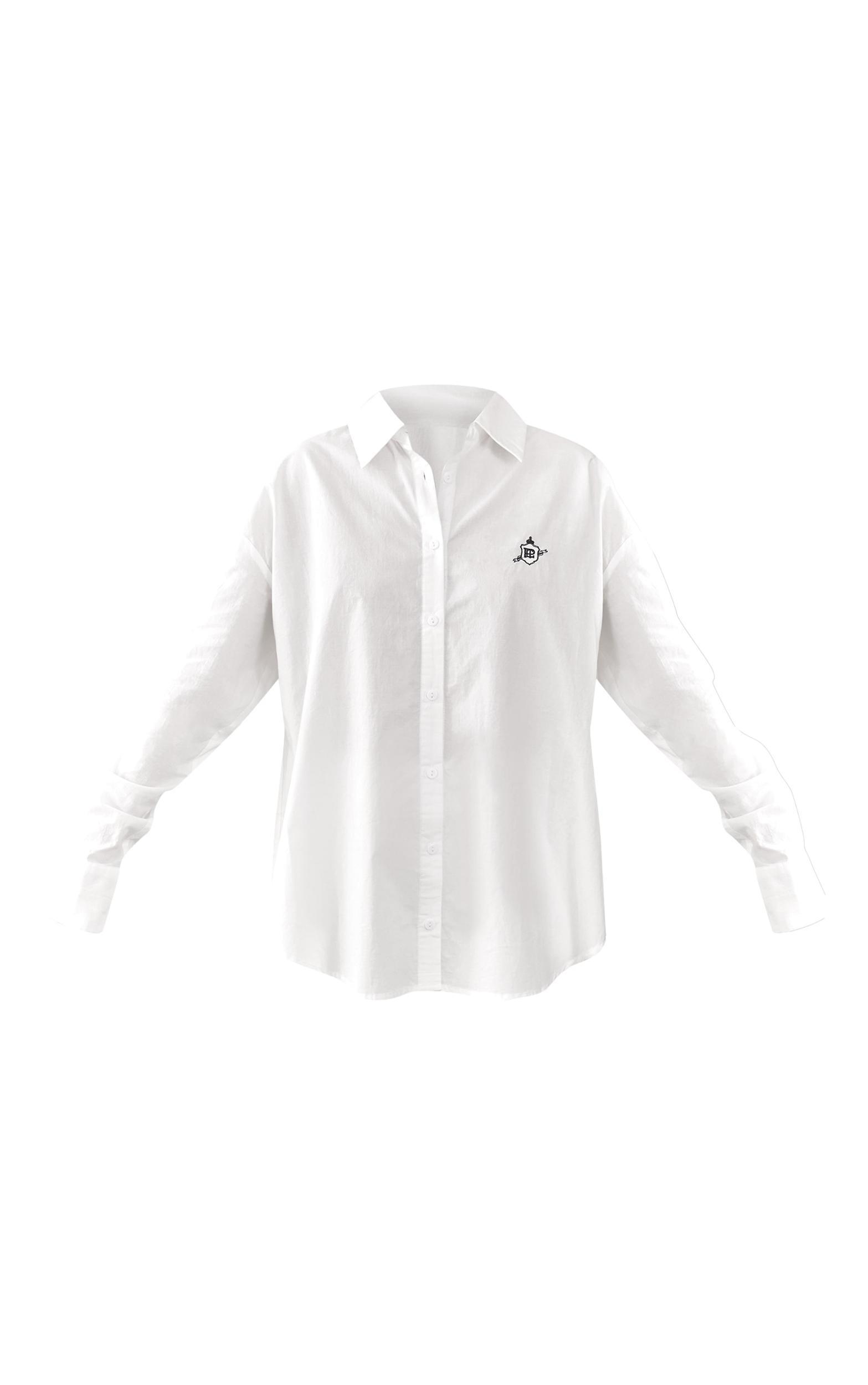 White Embroidered Long Sleeve Shirt Product Image