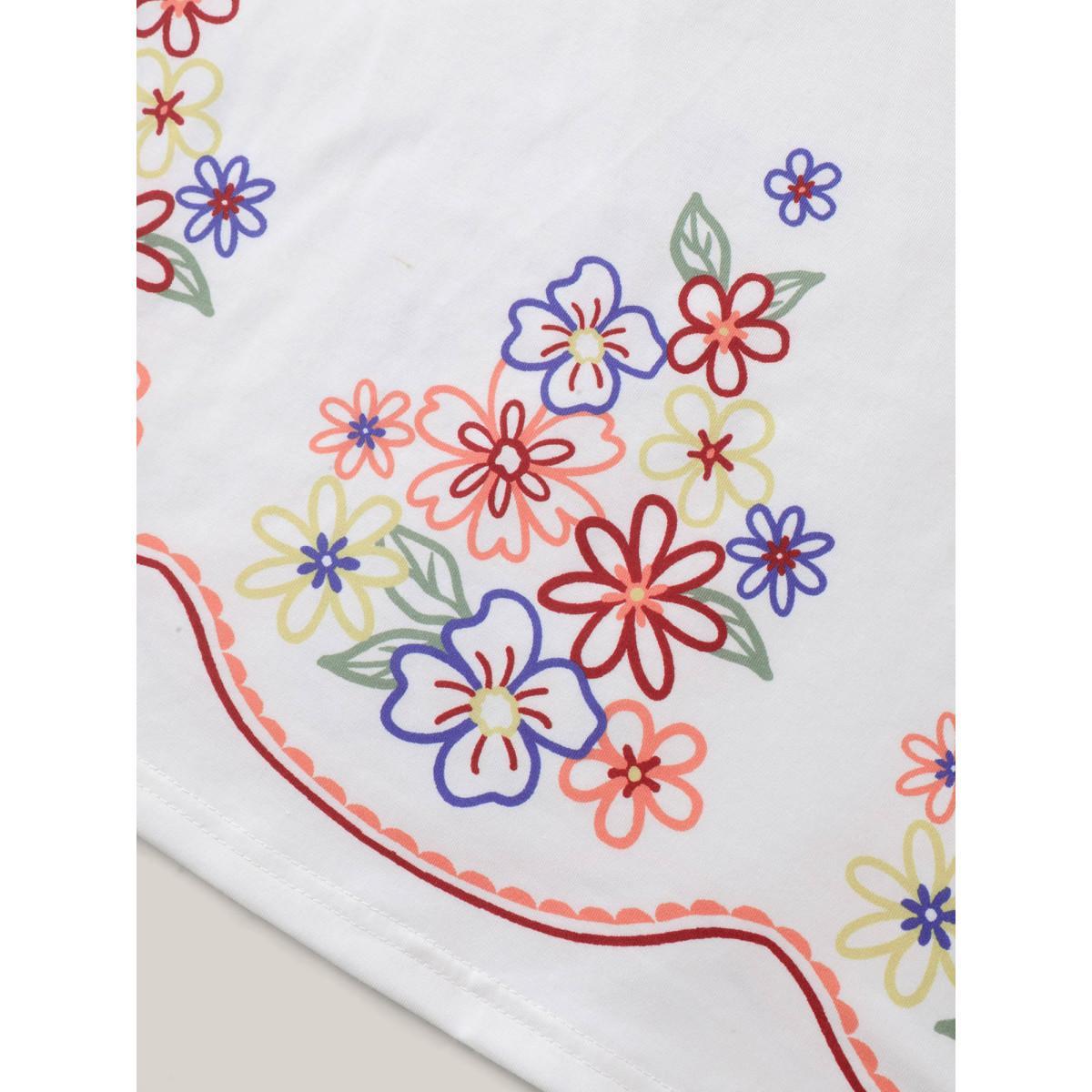 Plus Size Floral Dreams Flared Sleeve Solid T-Shirt WhiteSmoke Women Gathered Round Neck Vacation T-shirts BloomChic 28/5X Product Image