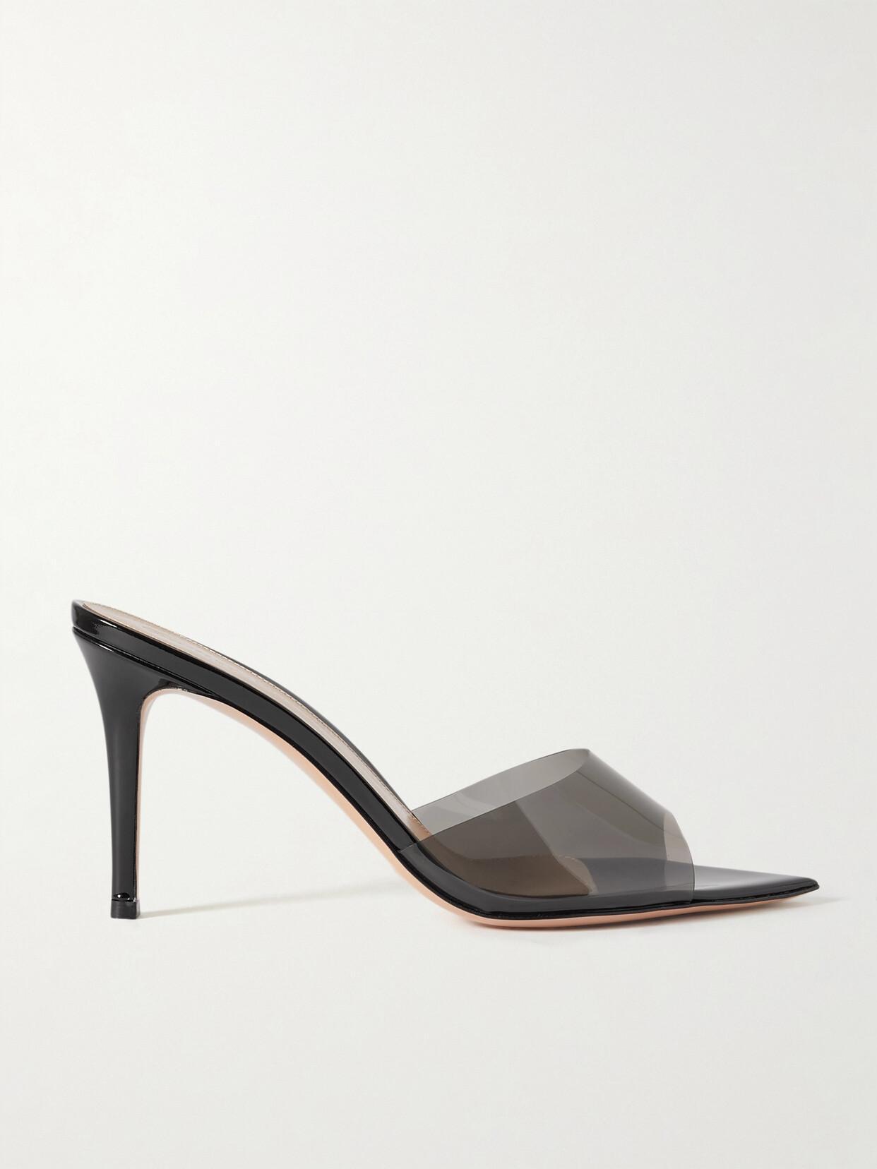 GIANVITO ROSSI Elle 85 Pvc And Patent-leather Mules In Black Product Image