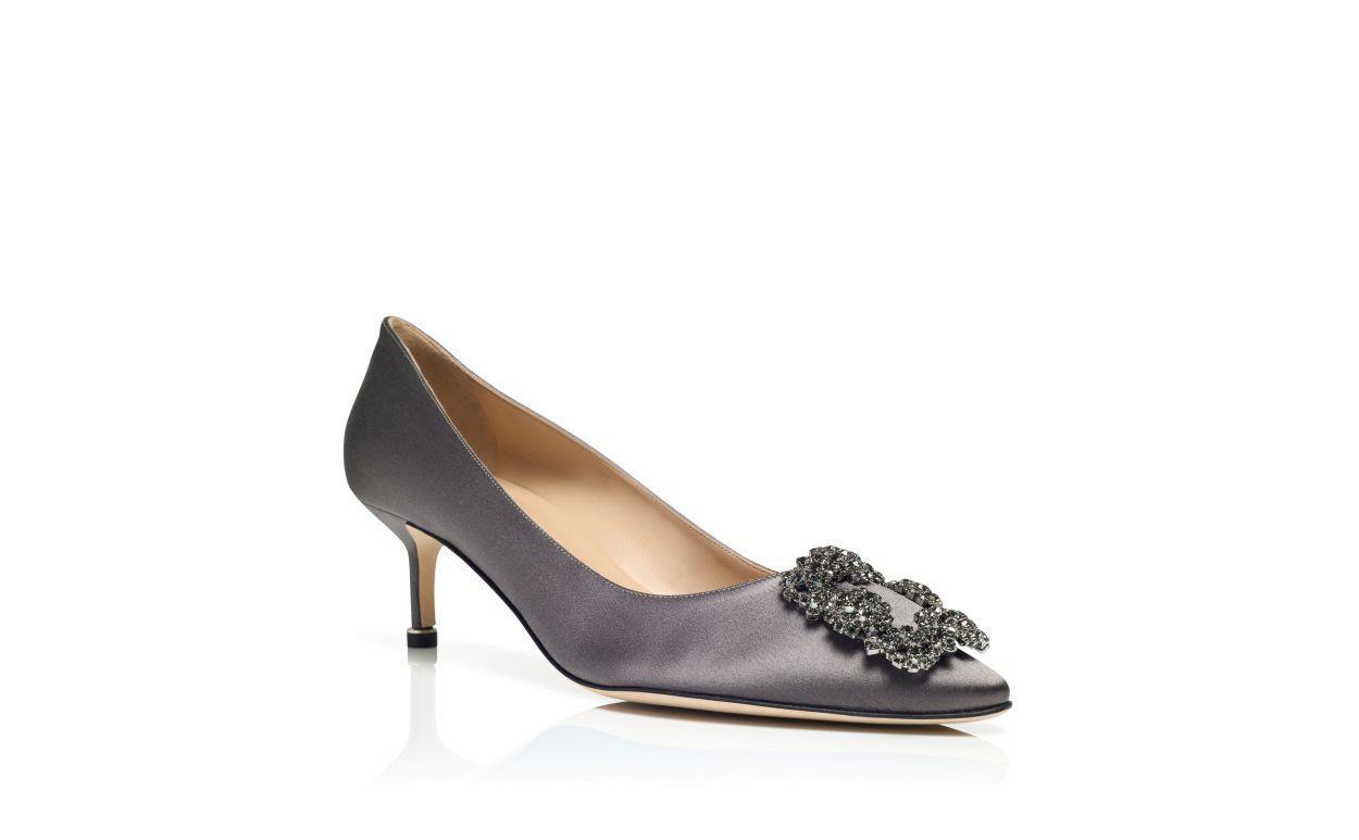 HANGISI 50 Grey Satin Jewel Buckle Pumps Product Image