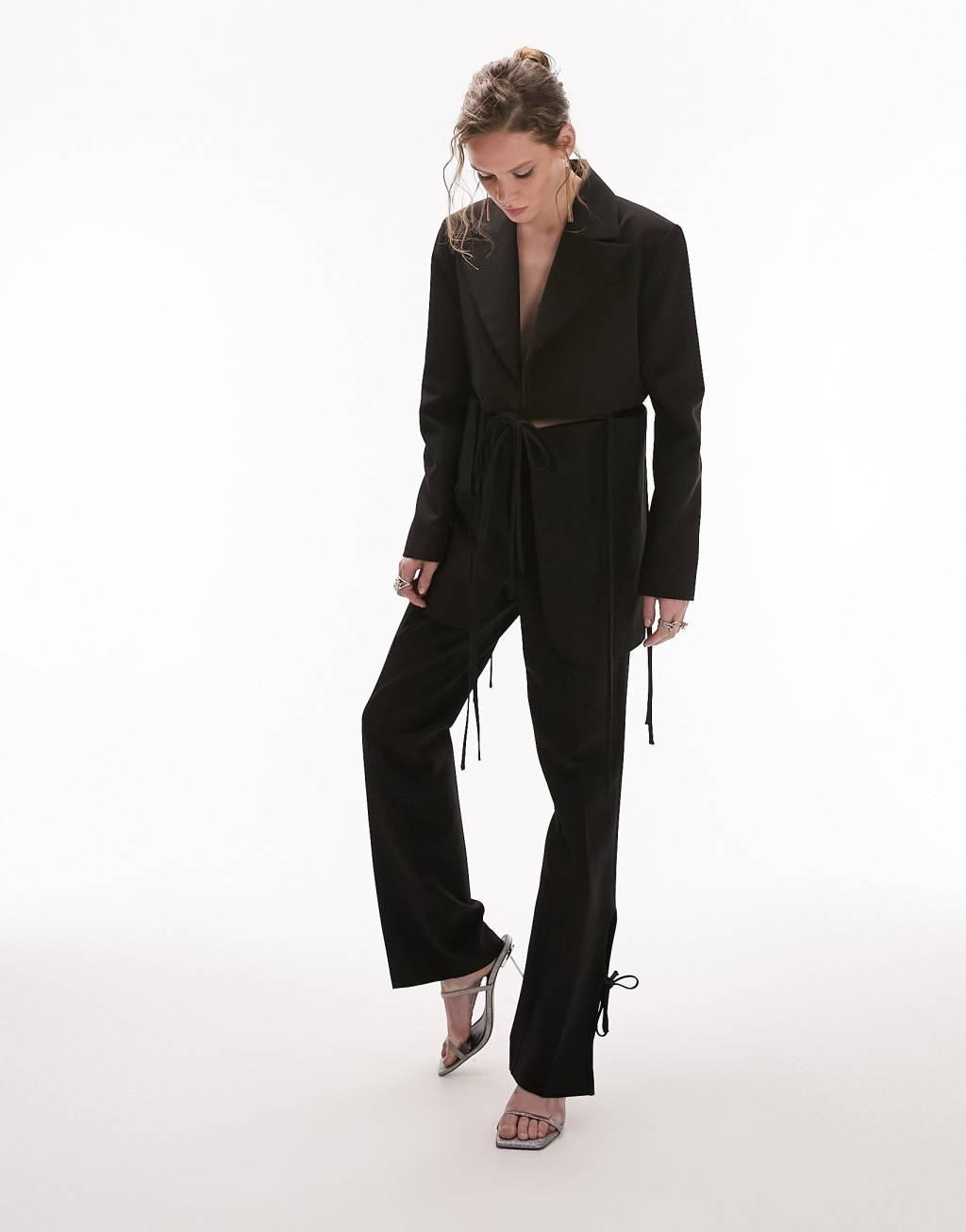 Topshop cut-out flare pants with ties Product Image