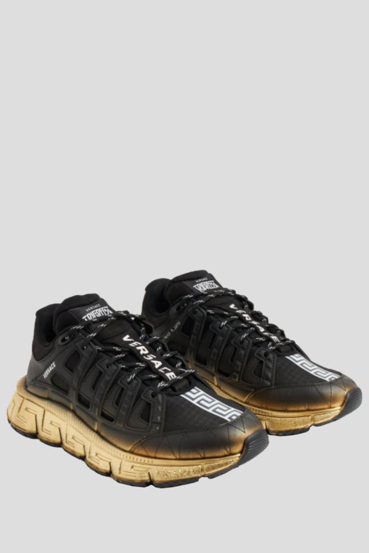 VERSACE Trigreca Lace-up Sneakers In Black Product Image