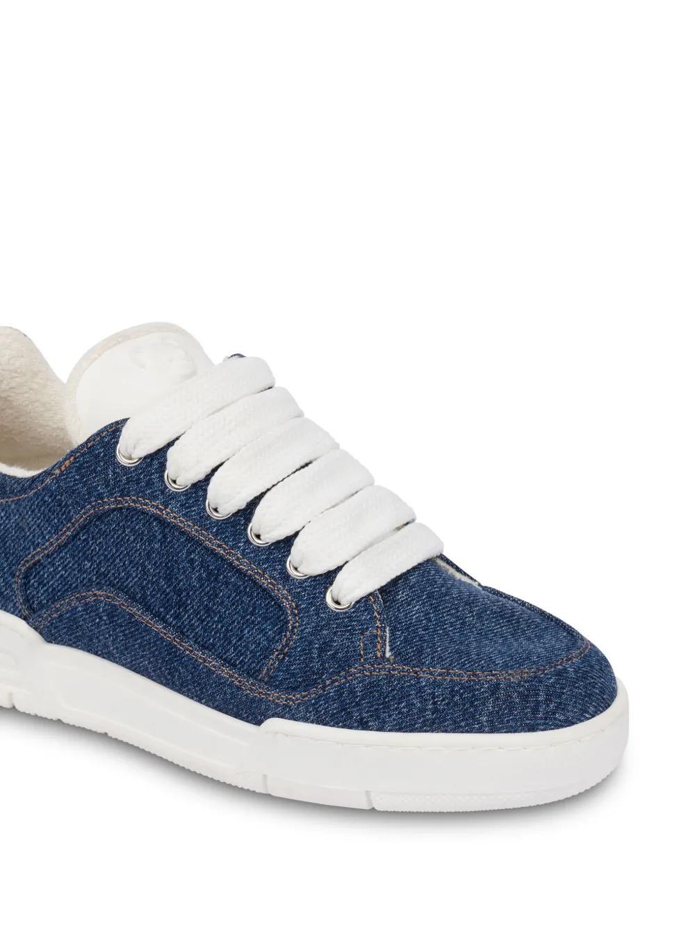 logo-print chunky denim sneakers Product Image