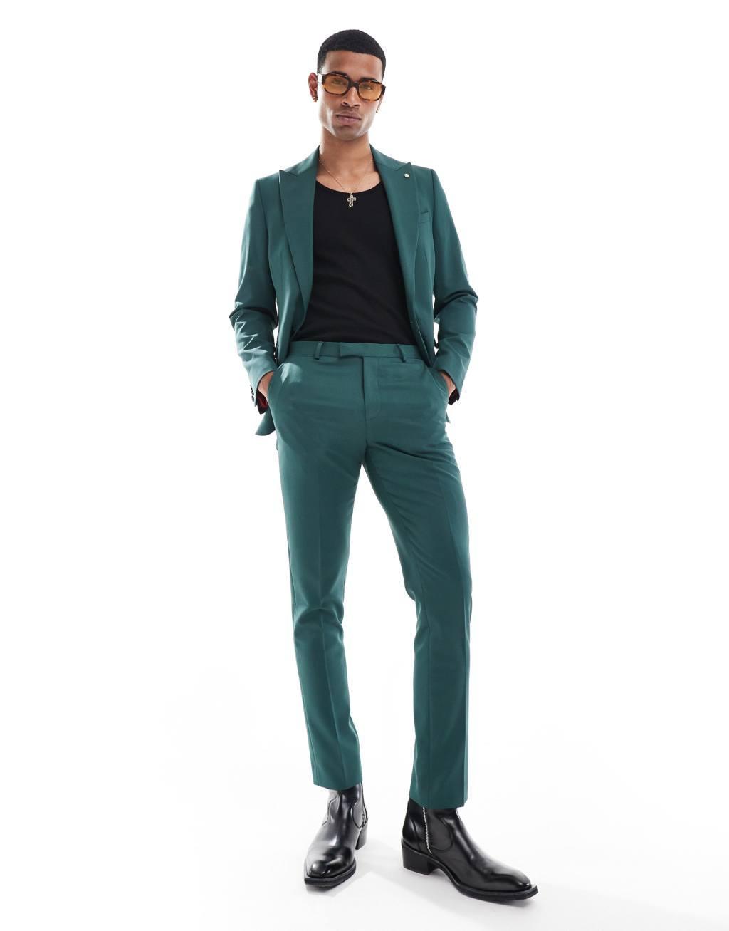 Twisted Tailor suit pants in dark green Product Image