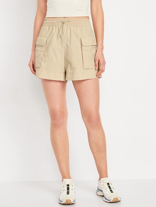 High-Waisted Cargo Utility Shorts -- 5-inch inseam Product Image