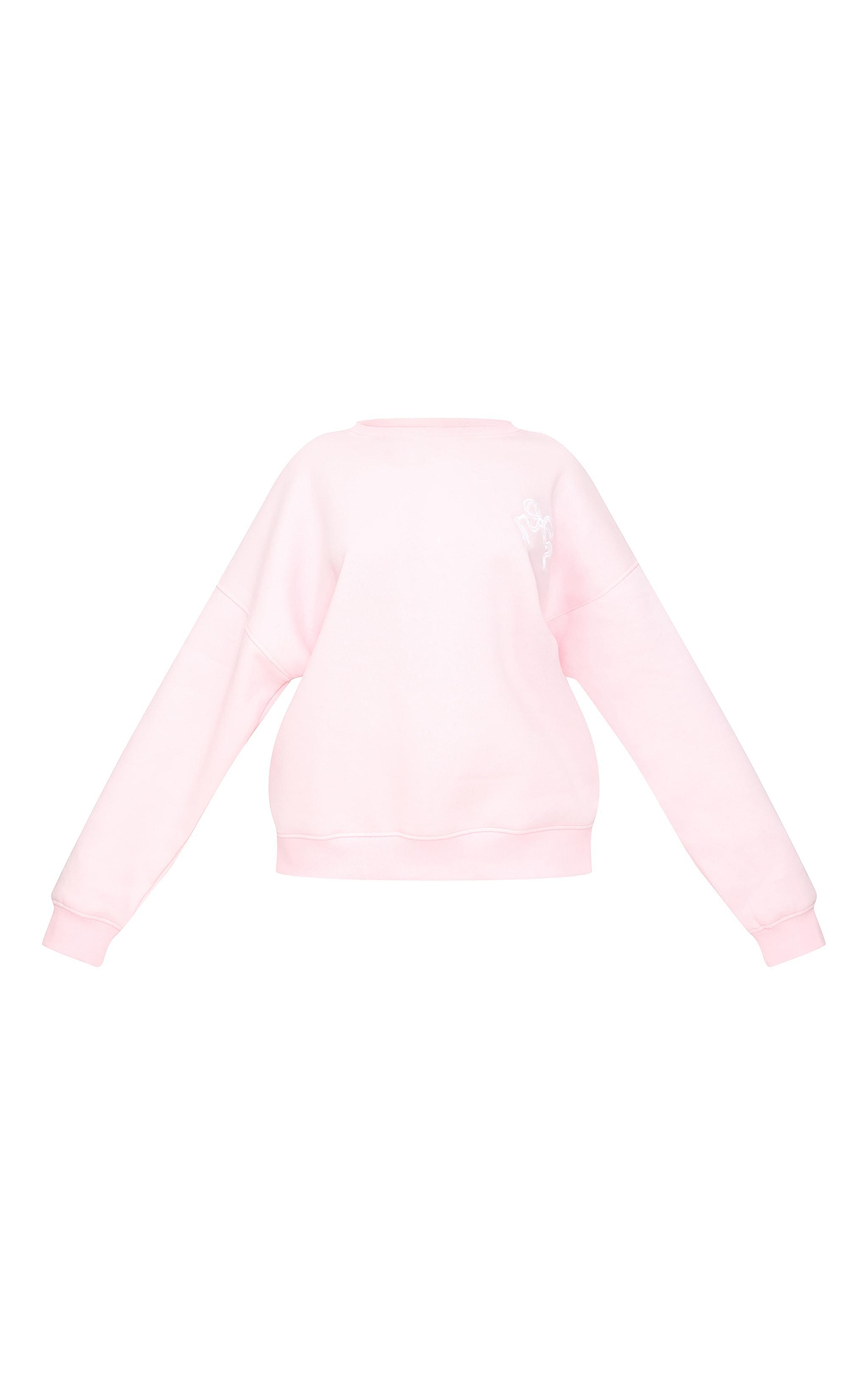  Petite Light Pink Crew Neck Oversized Sweatshirt Product Image