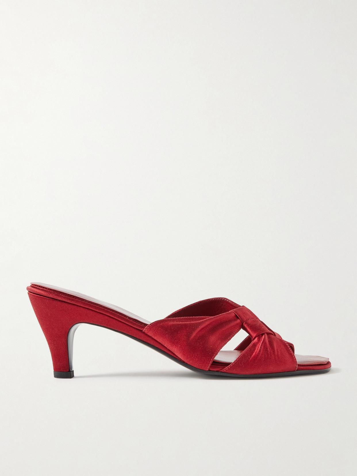 Silk Knot Mule Sandals In Red Product Image