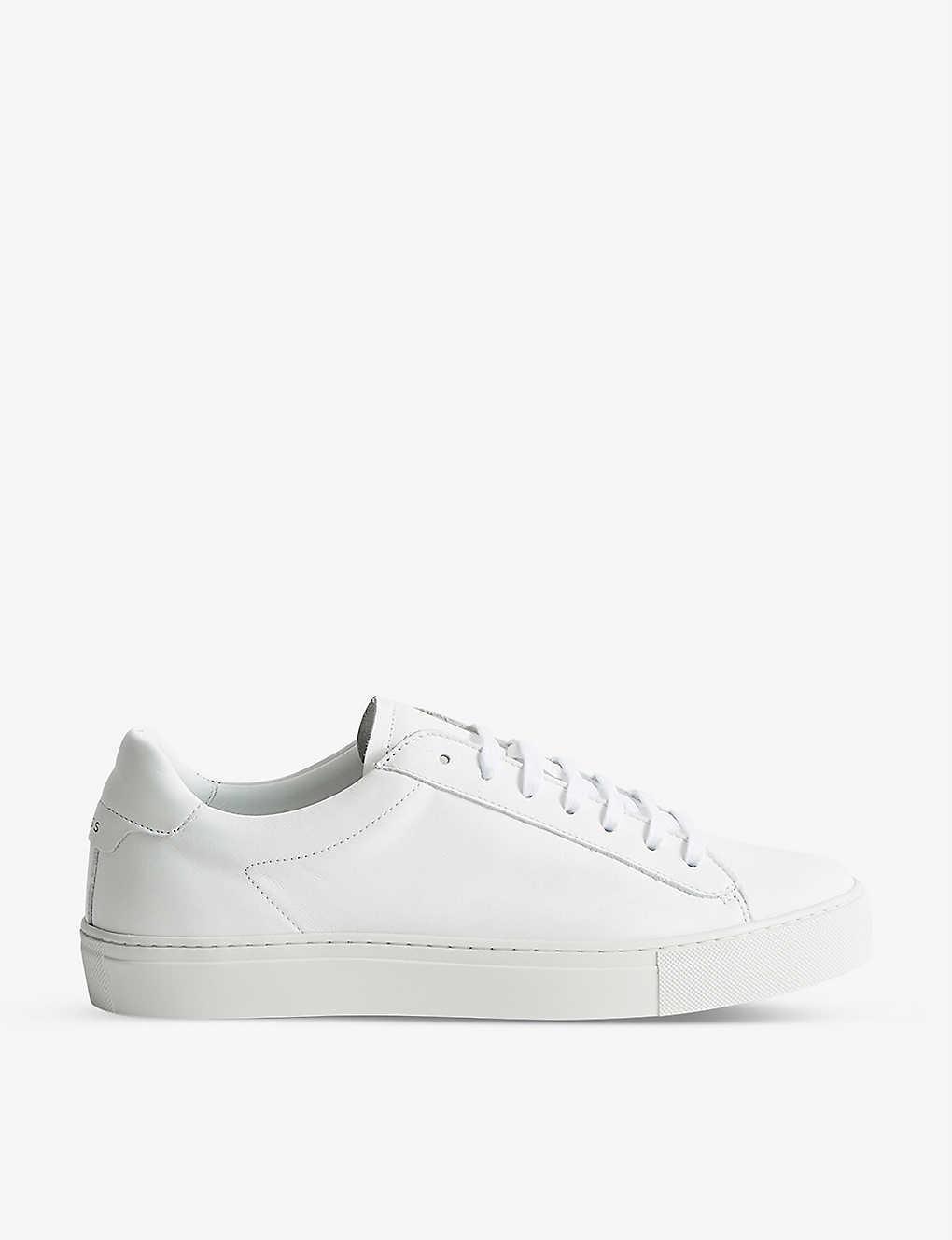 REISS Mens White Finley Leather Low-top Trainers Product Image